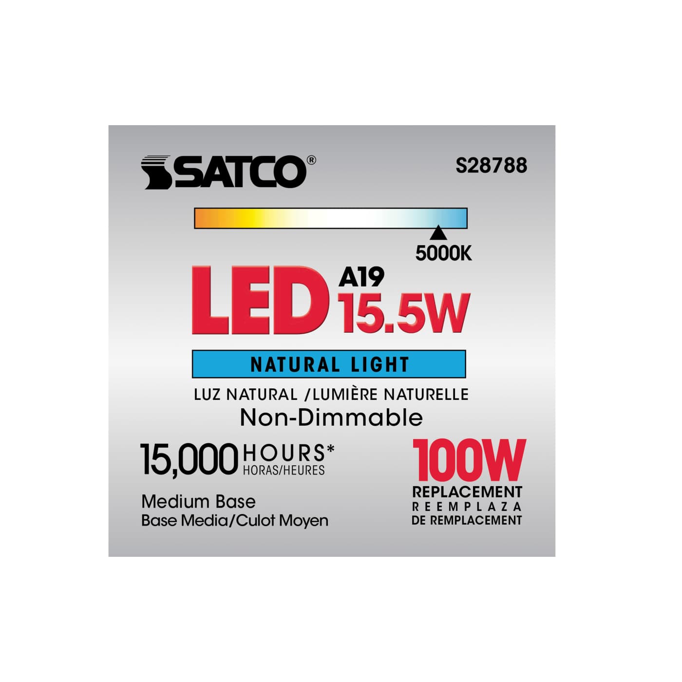 15.5A19/LED/50K/ND/120V - S28788