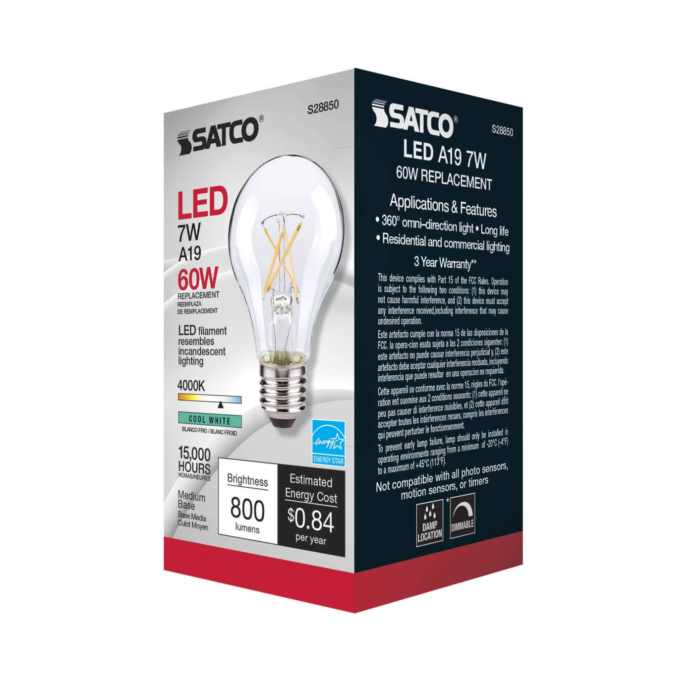 7A19/CL/LED/E26/4K/ES/120V - S28850