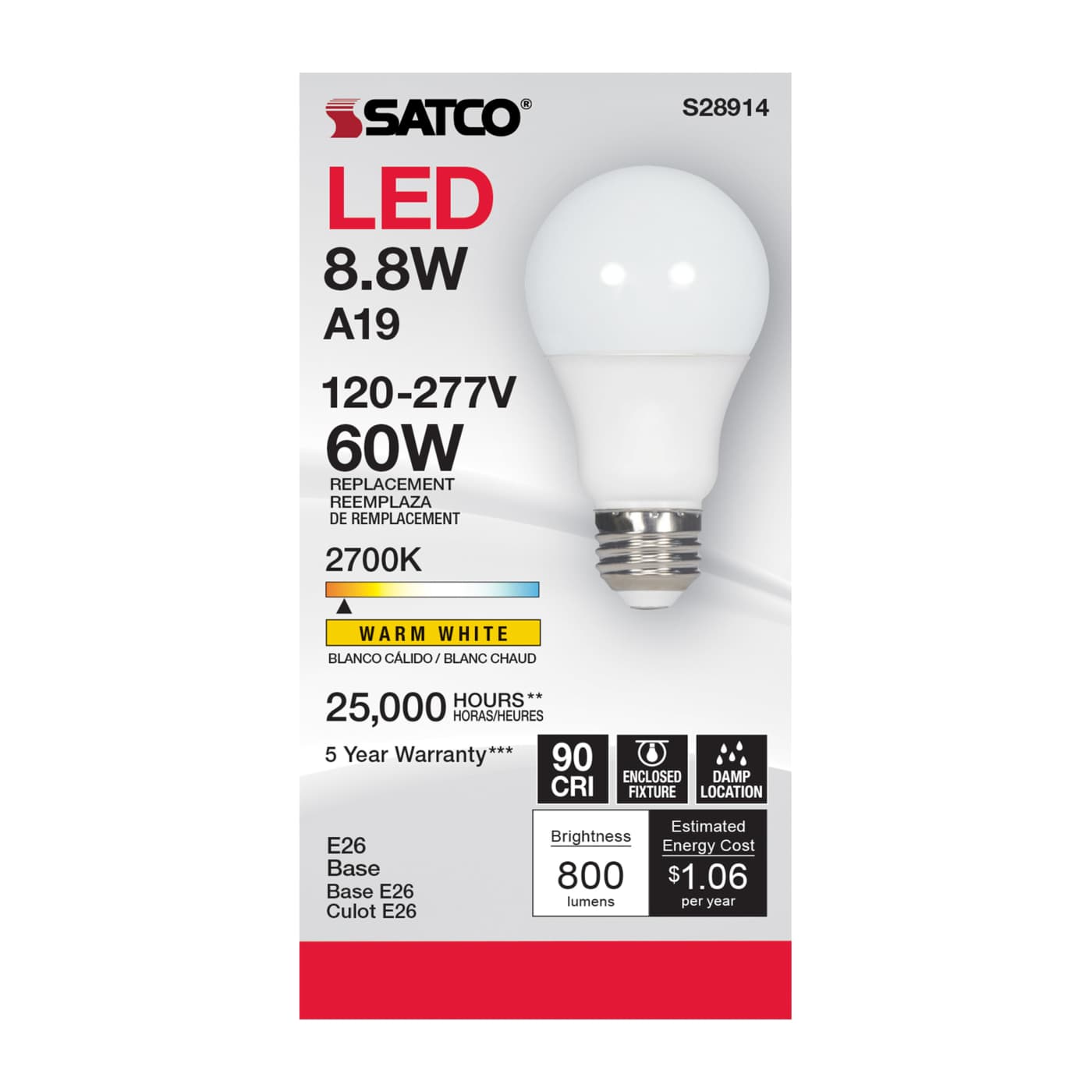 8.8A19/LED/927/120-277V - S28914