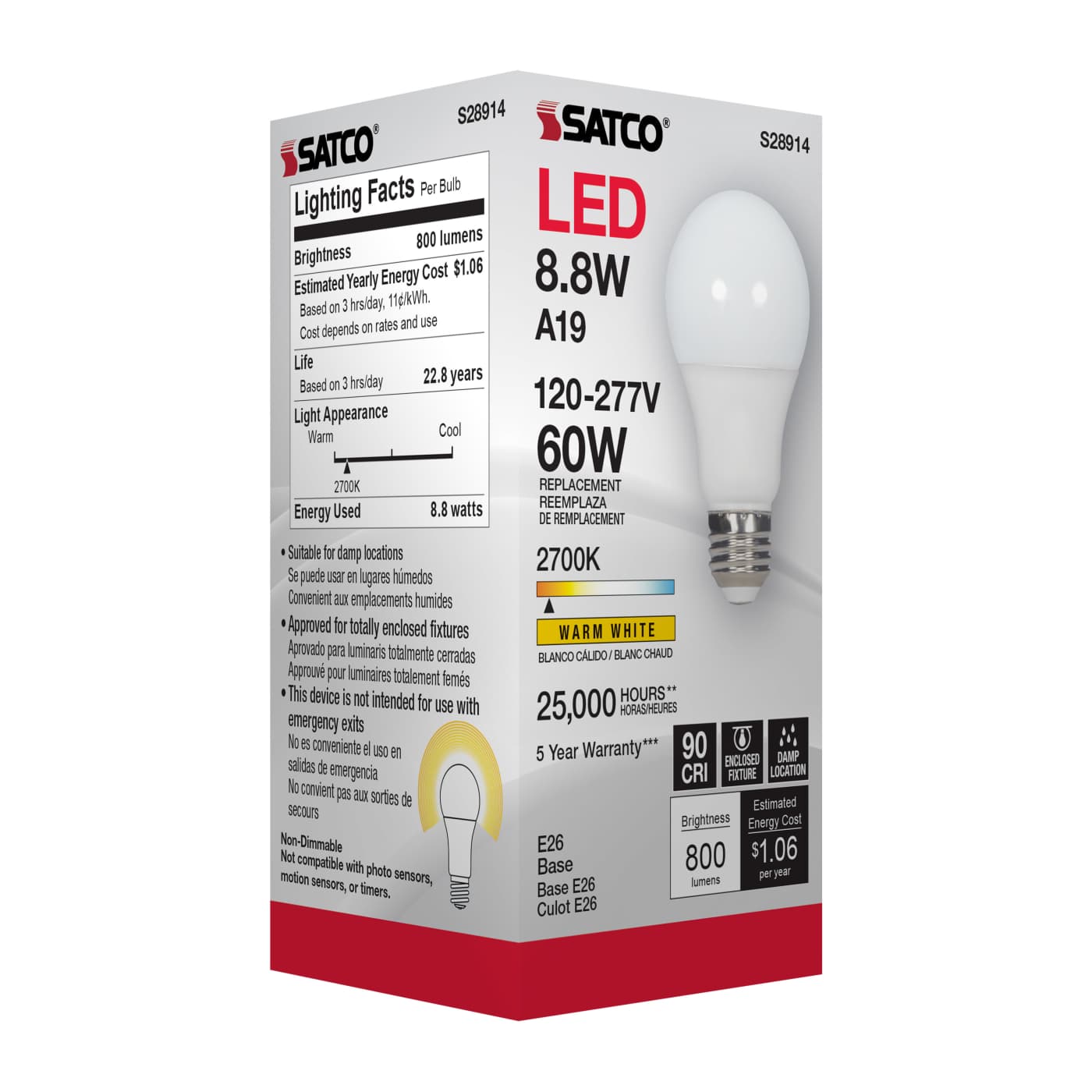 8.8A19/LED/927/120-277V - S28914