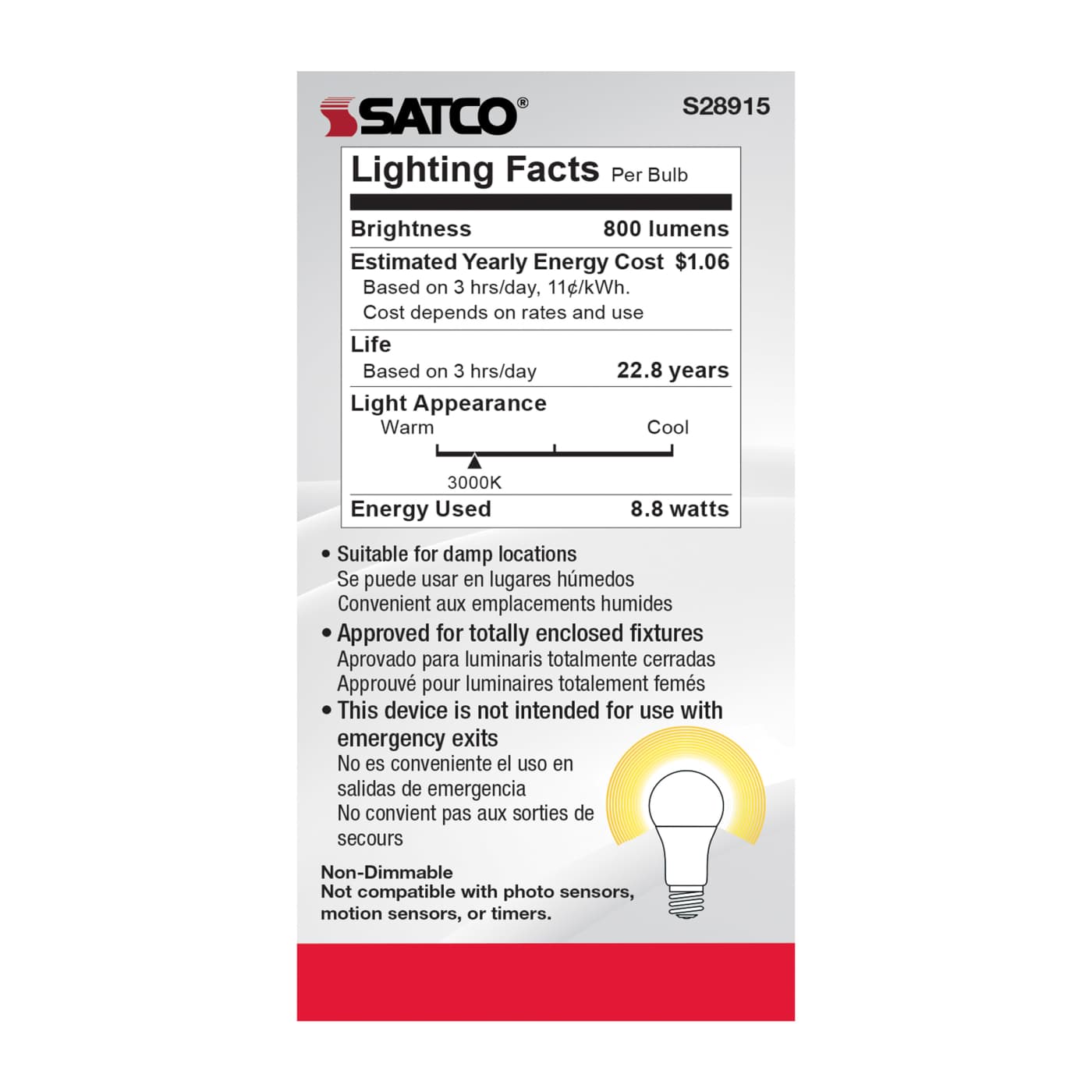 8.8A19/LED/930/120-277V - S28915