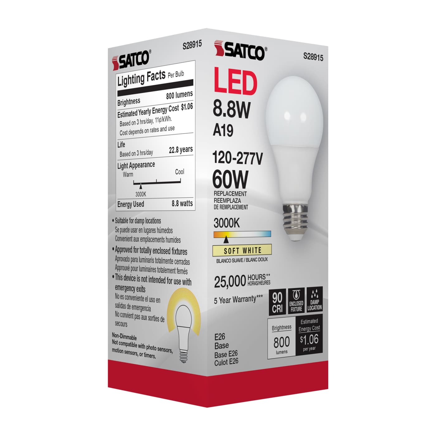 8.8A19/LED/930/120-277V - S28915