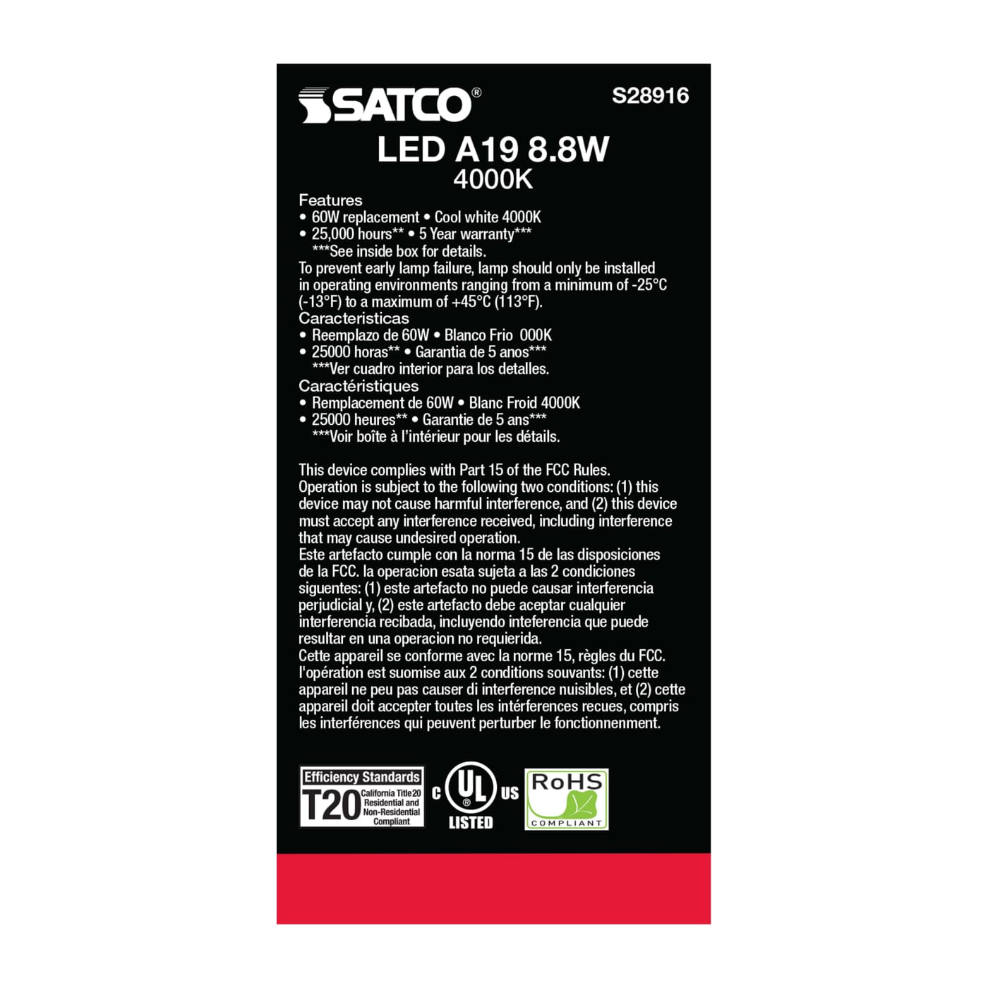 8.8A19/LED/940/120-277V - S28916