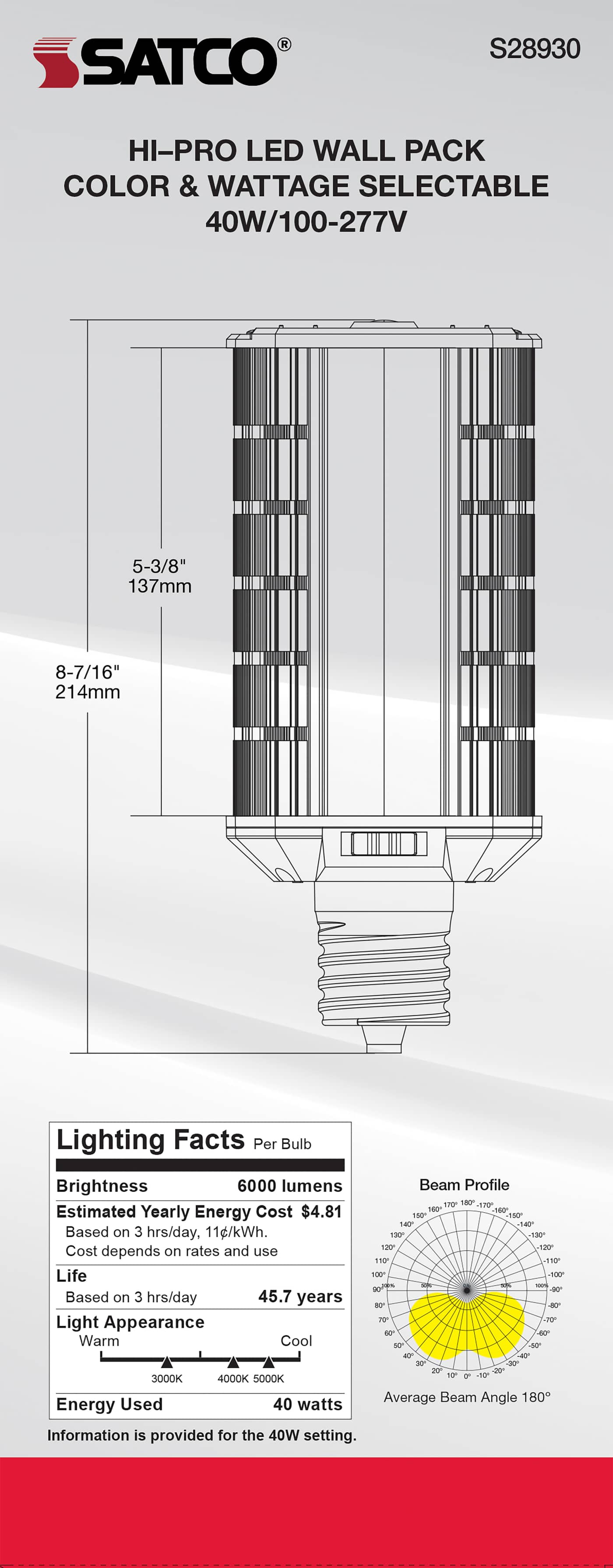 40W/LED/WP/CCT/EX39/100-277V - S28930