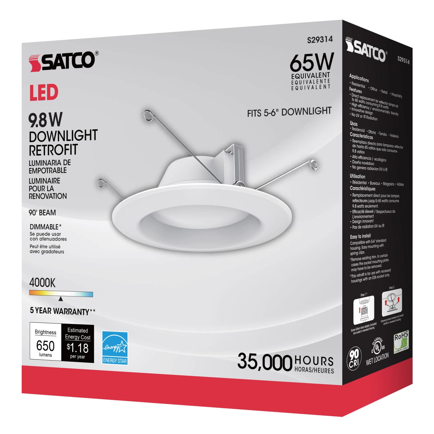 9.8WLED/RDL/5-6/40K/120V - S29314