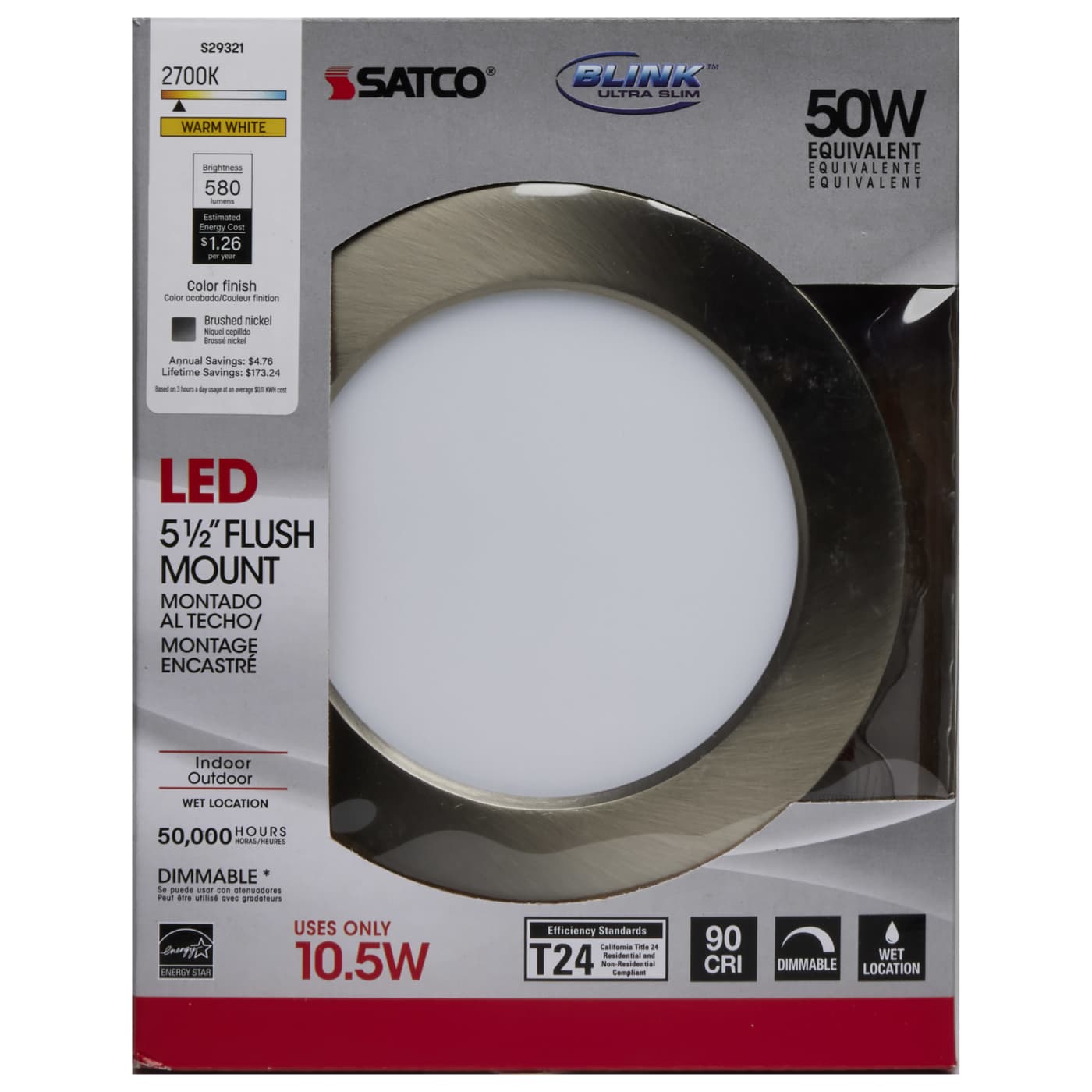 10.5W/LED/5.5"FLUSH/27K/RD/BN - S29321