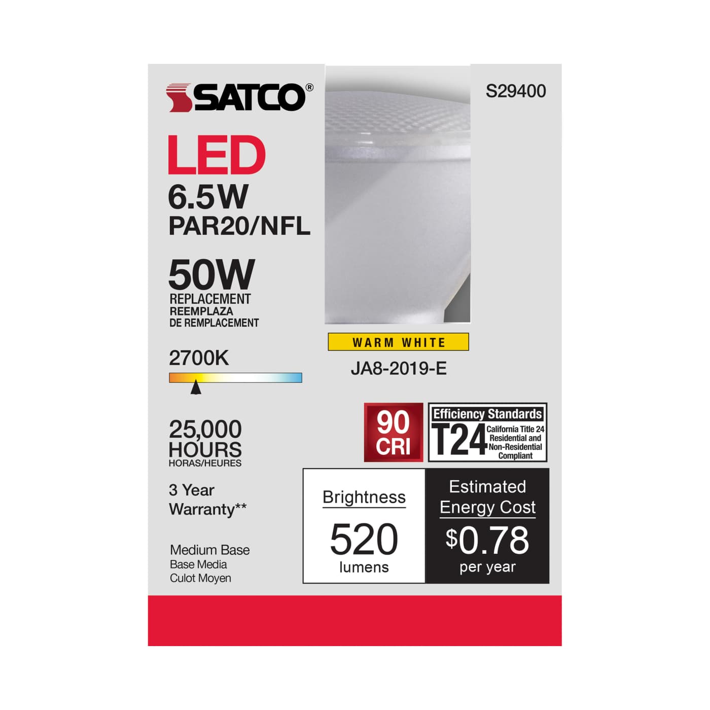 6.5PAR20/LED/25'/927/120V - S29400