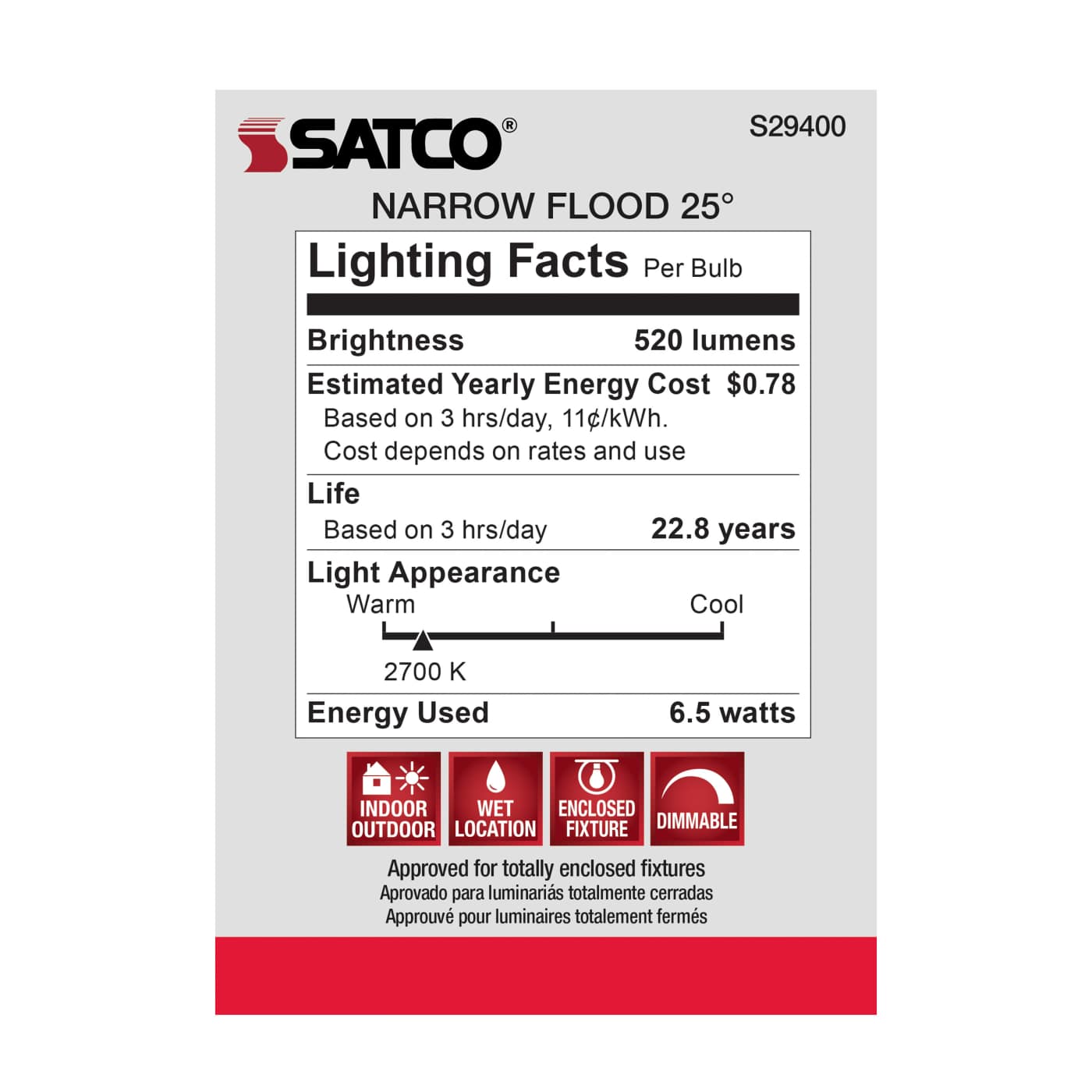 6.5PAR20/LED/25'/927/120V - S29400