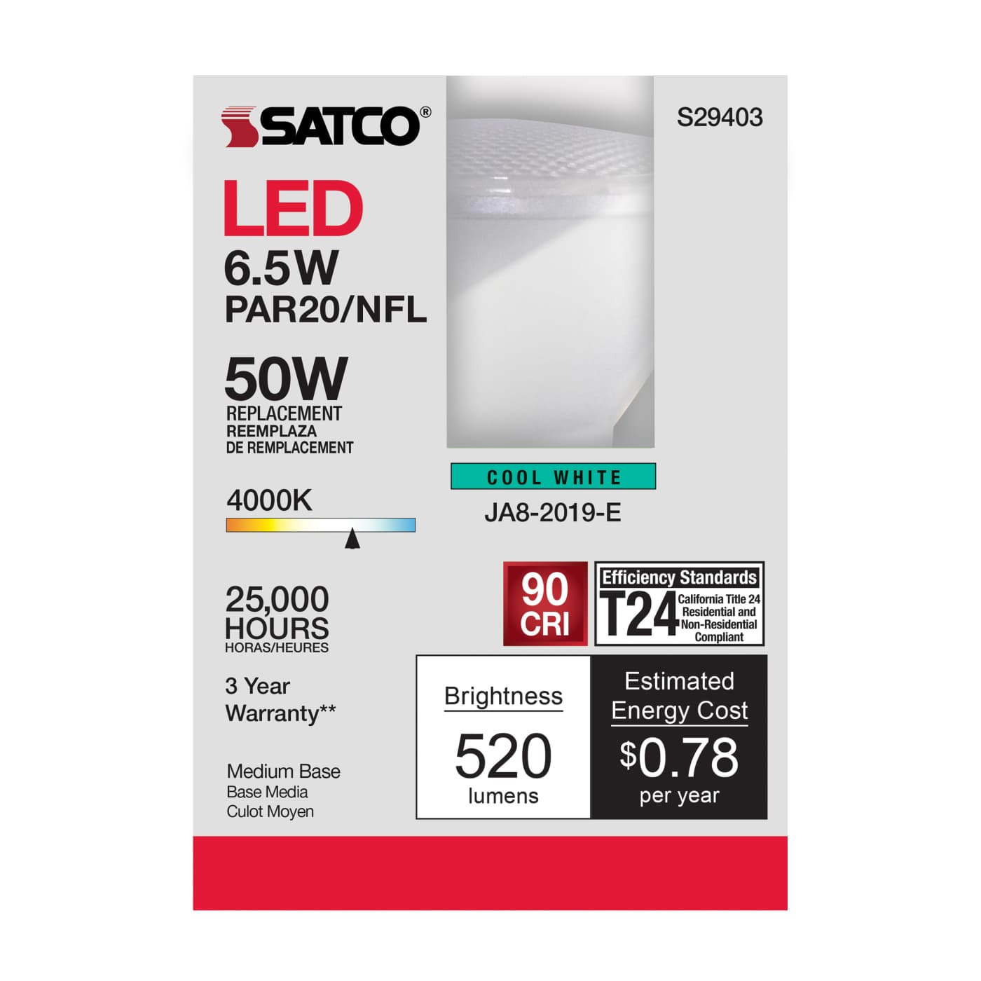 6.5PAR20/LED/25'/940/120V - S29403