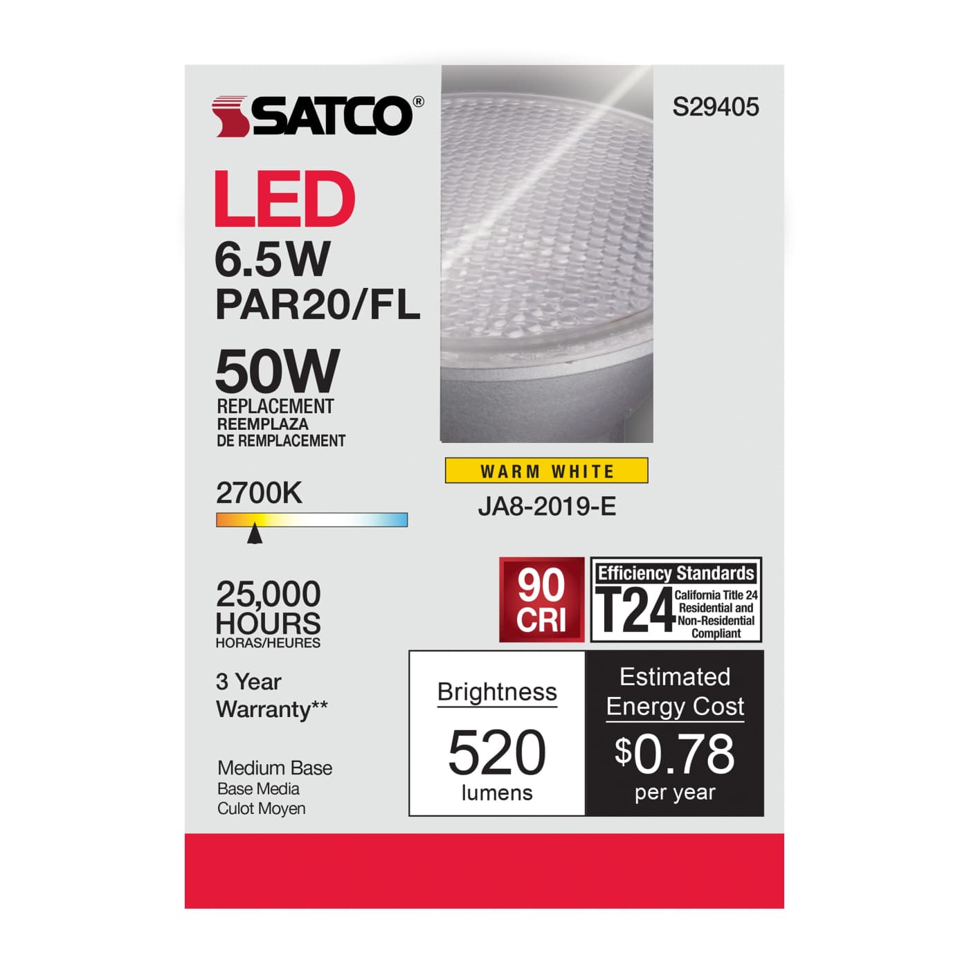6.5PAR20/LED/40'/927/120V - S29405