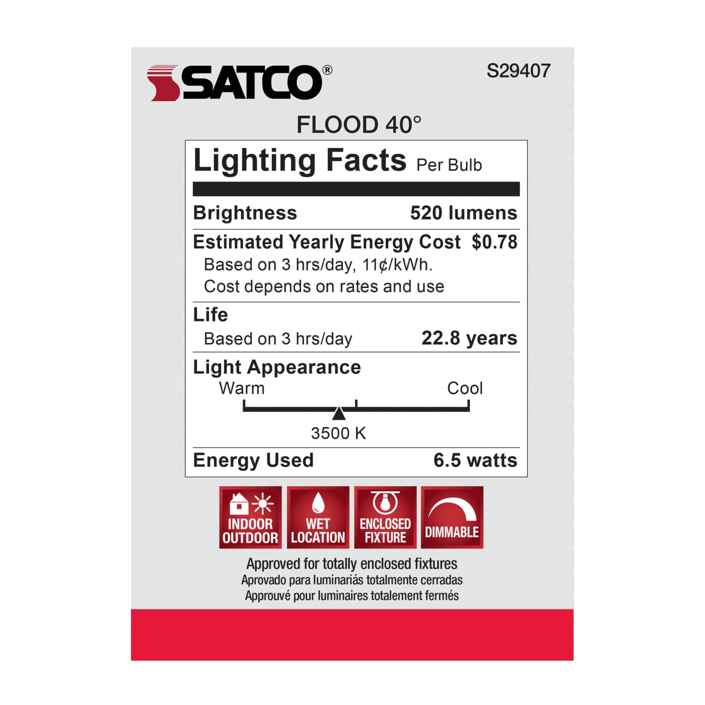 6.5PAR20/LED/40'/935/120V - S29407