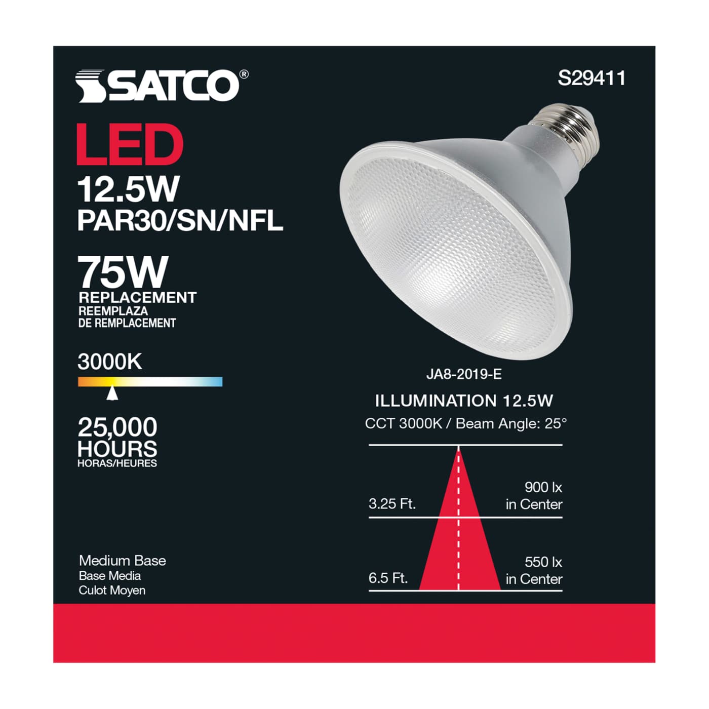 12.5PAR30/SN/LED/25'/930/120V - S29411