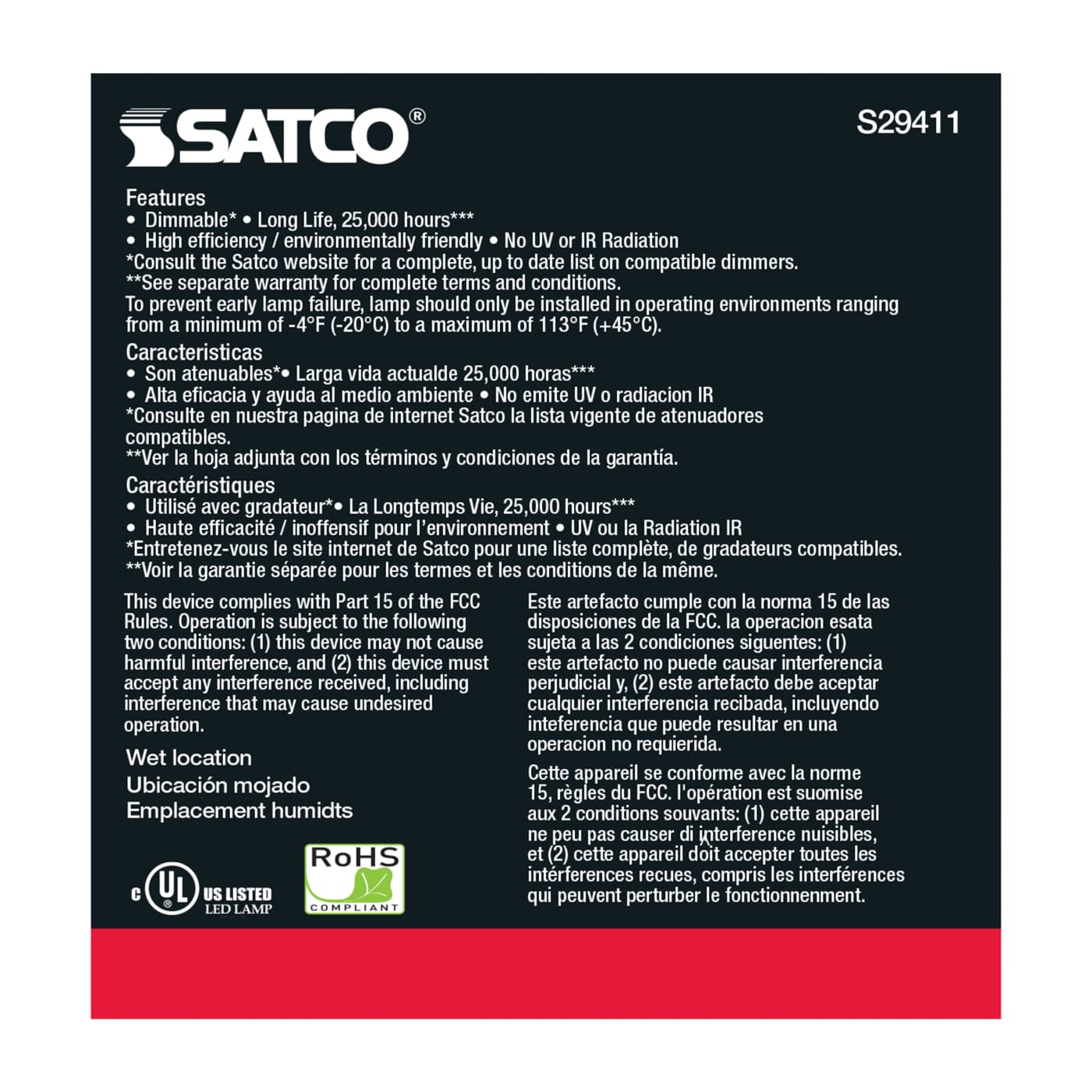 12.5PAR30/SN/LED/25'/930/120V - S29411