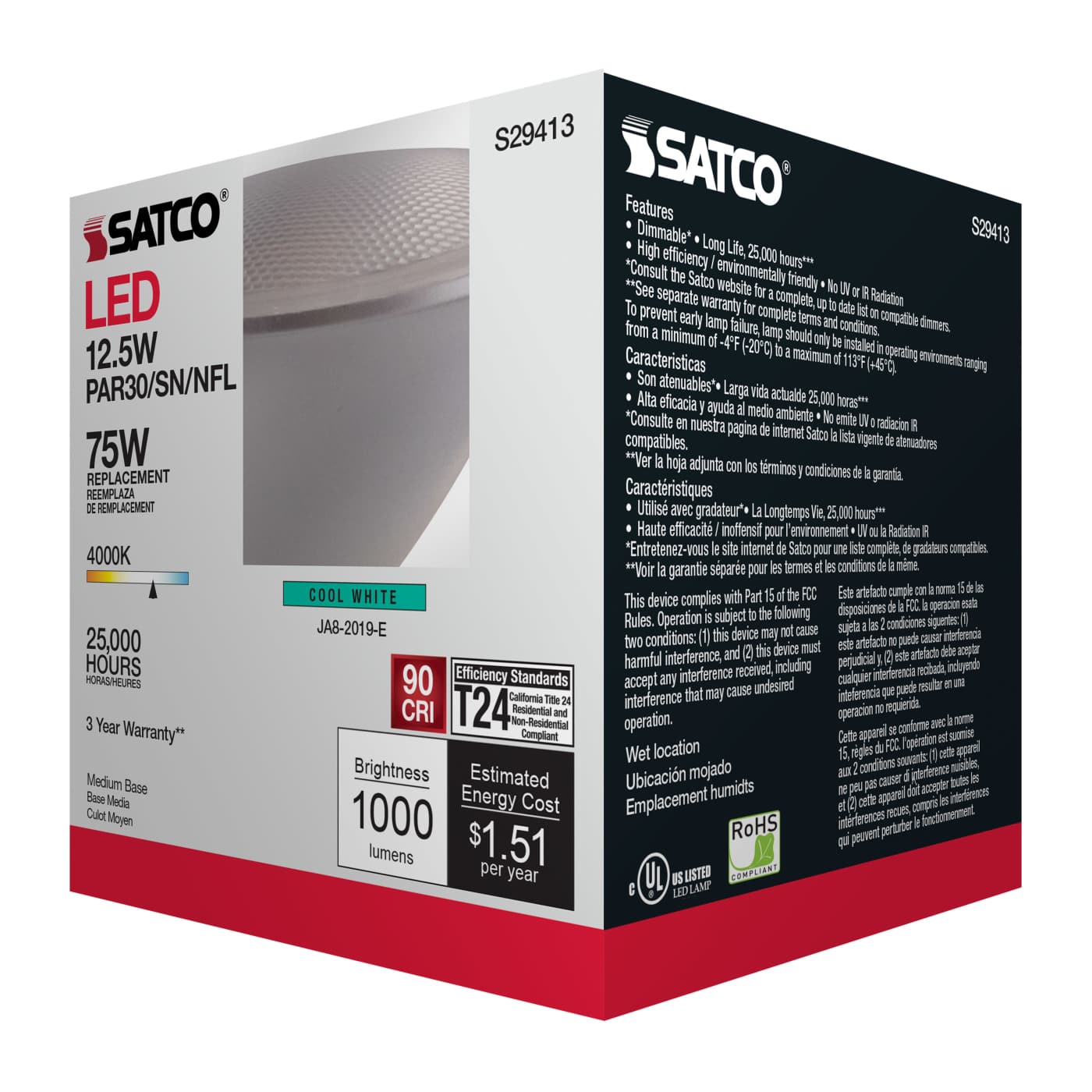 12.5PAR30/SN/LED/25'/940/120V - S29413