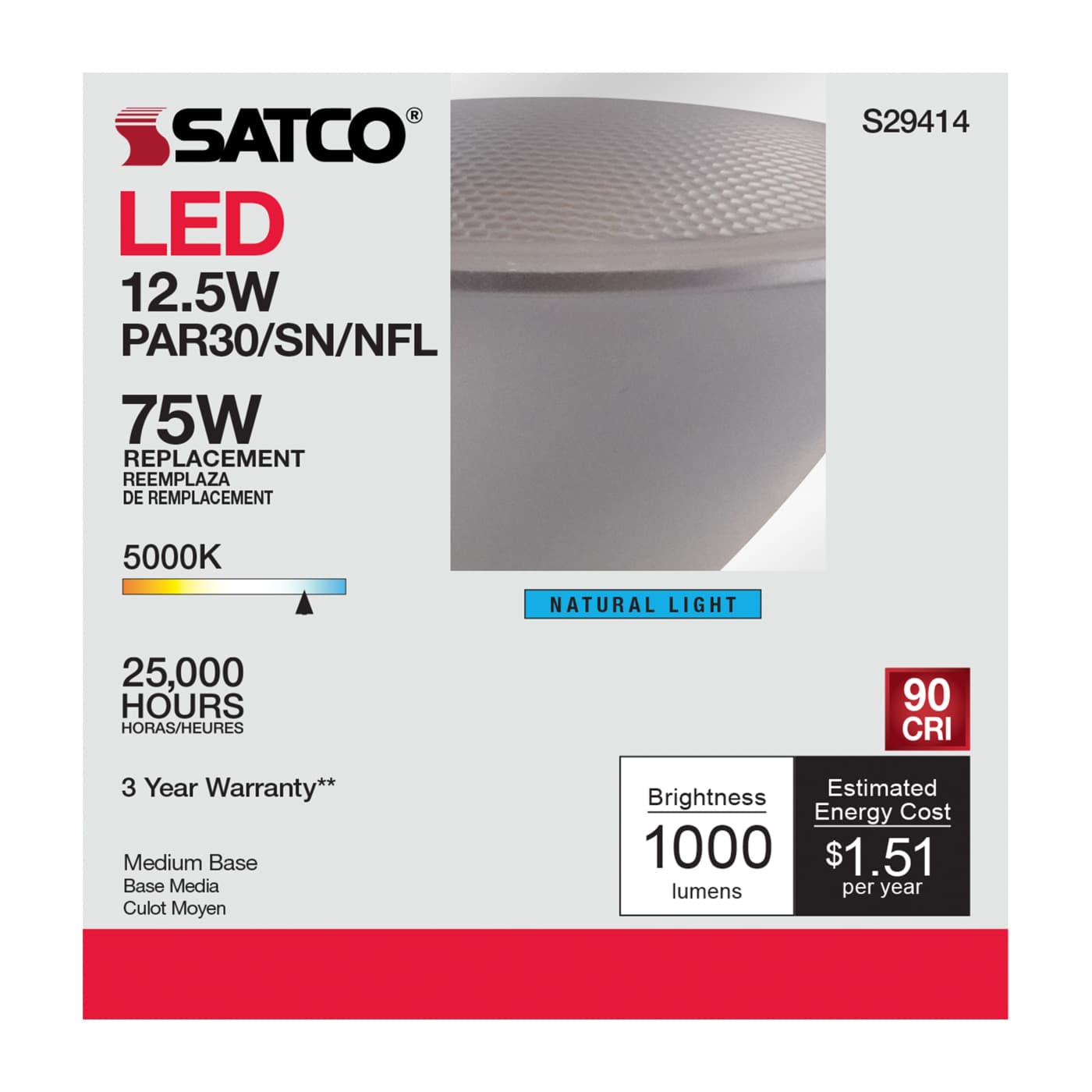 12.5PAR30/SN/LED/25'/950/120V - S29414