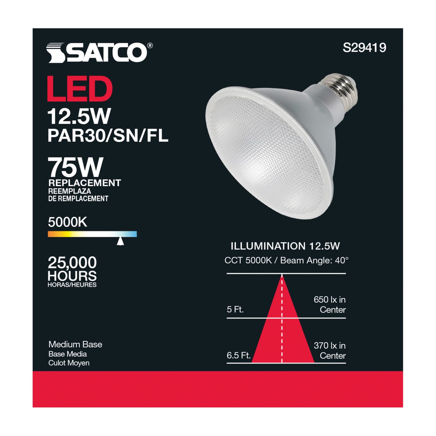 12.5PAR30/SN/LED/40'/950/120V - S29419