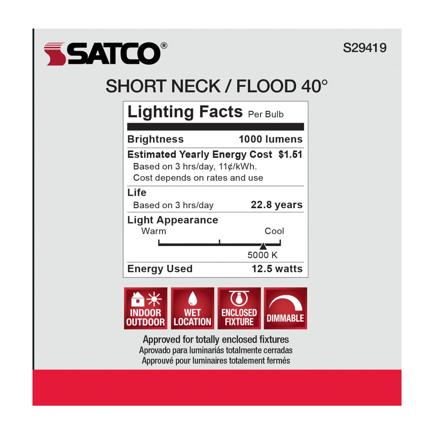 12.5PAR30/SN/LED/40'/950/120V - S29419