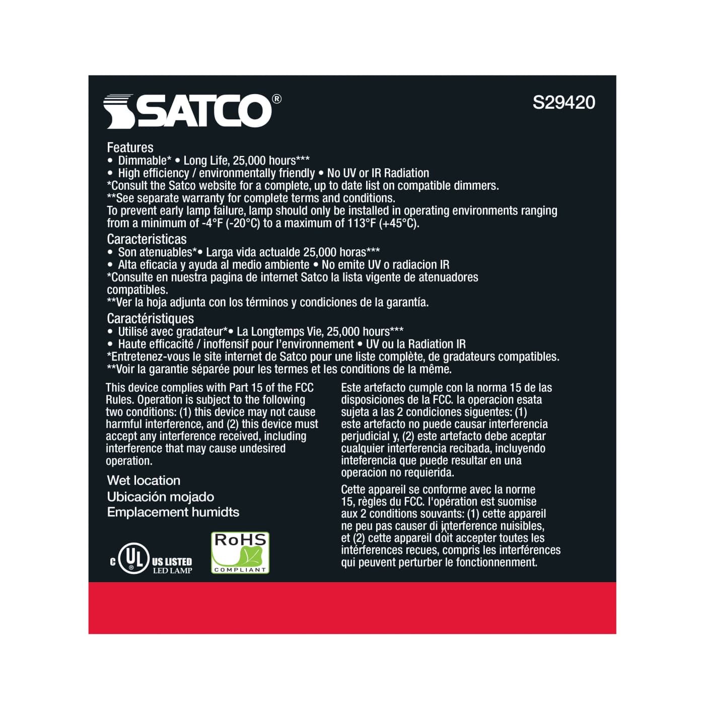 12.5PAR30/SN/LED/60'/927/120V - S29420