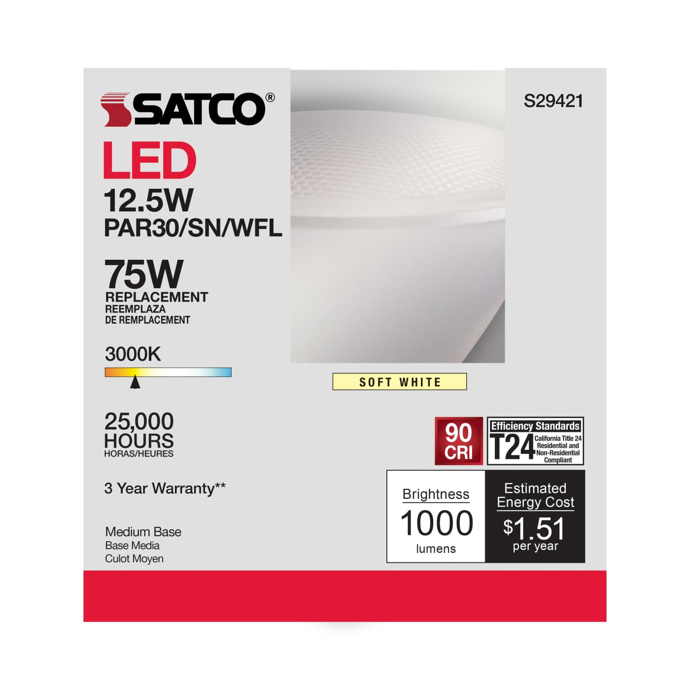 12.5PAR30/SN/LED/60'/930/120V - S29421