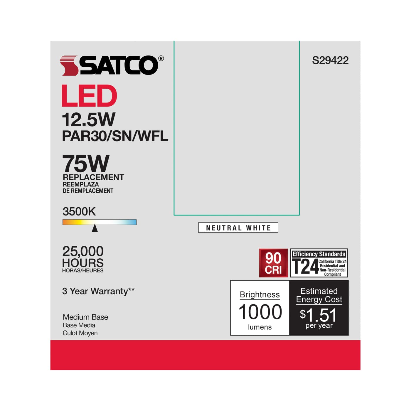 12.5PAR30/SN/LED/60'/930/120V - S29421