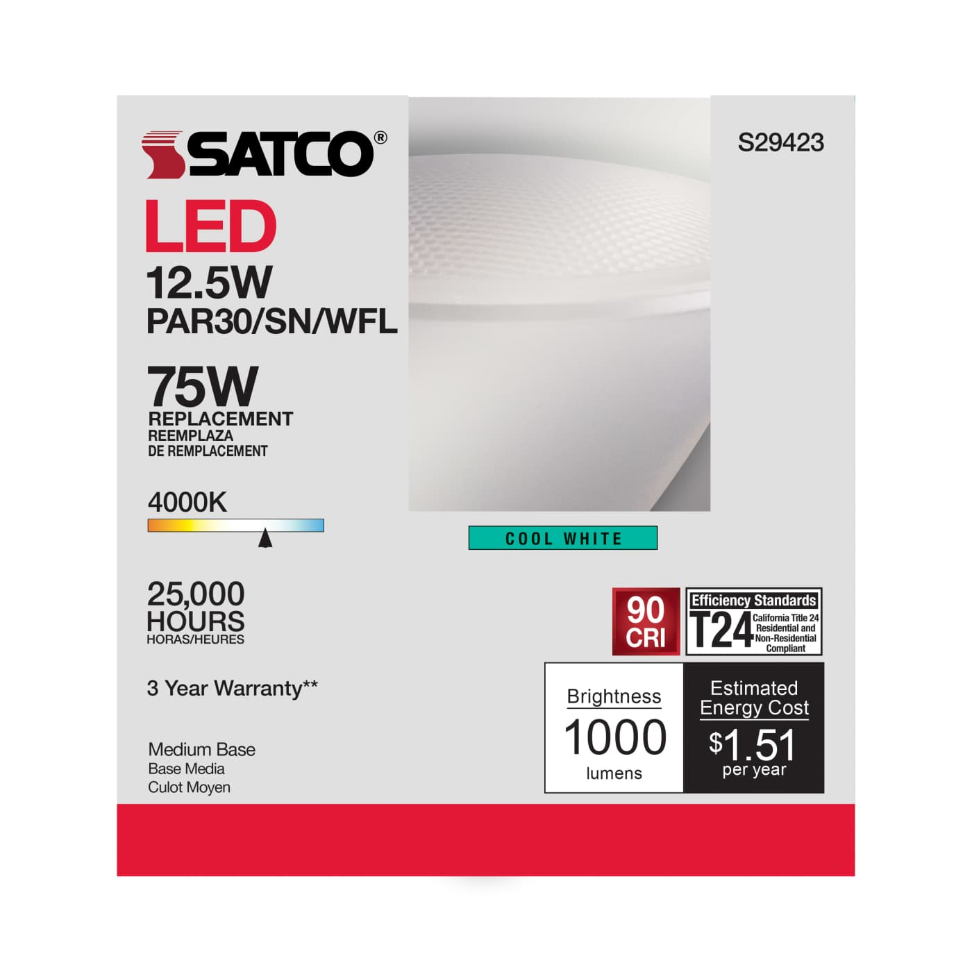 12.5PAR30/SN/LED/60'/940/120V - S29423