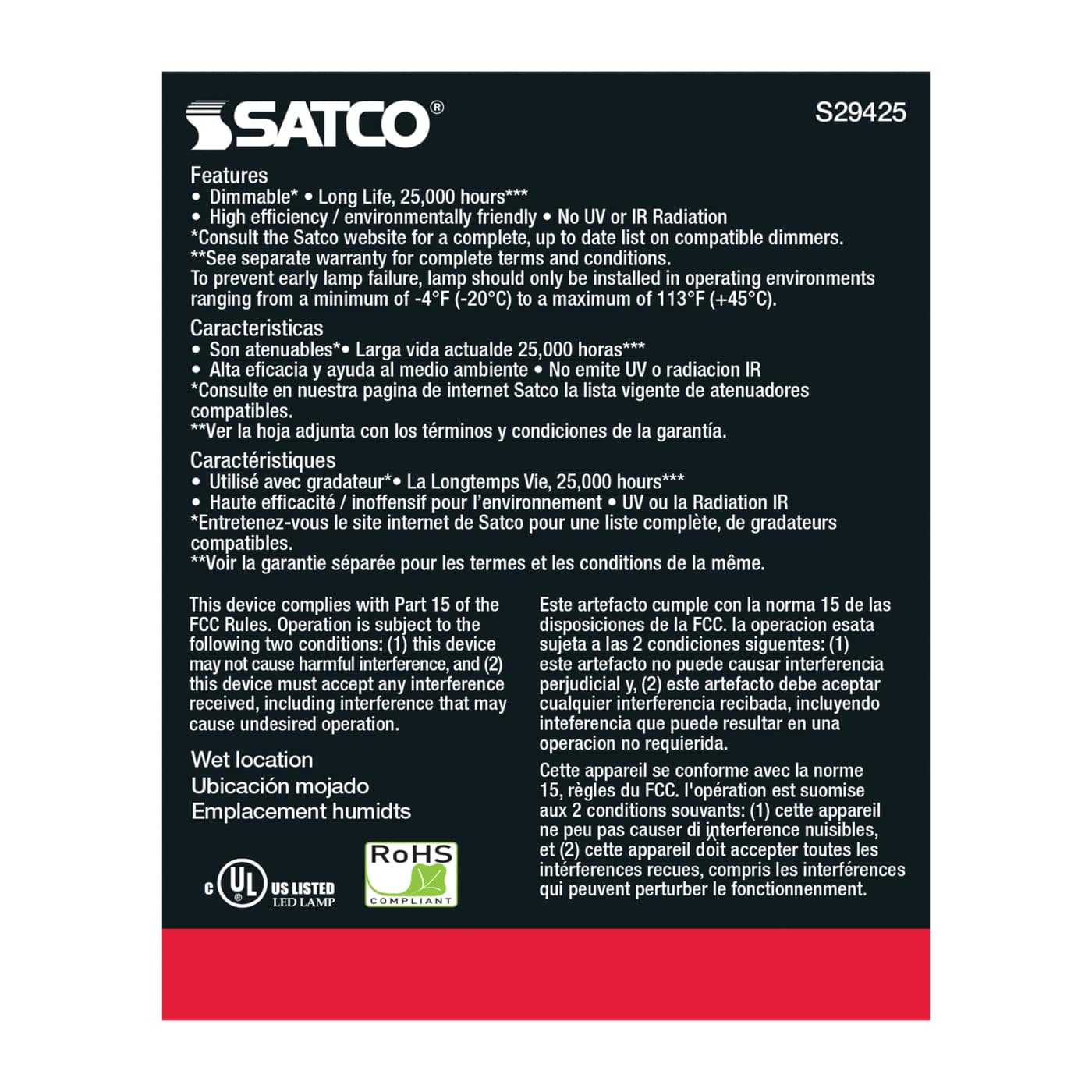 12.5PAR30/LN/LED/25'/927/120V - S29425