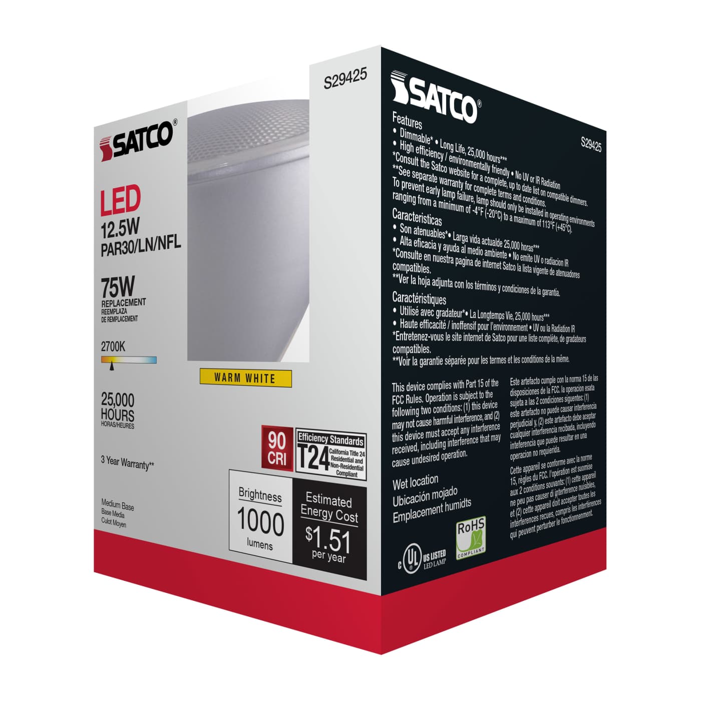 12.5PAR30/LN/LED/25'/927/120V - S29425