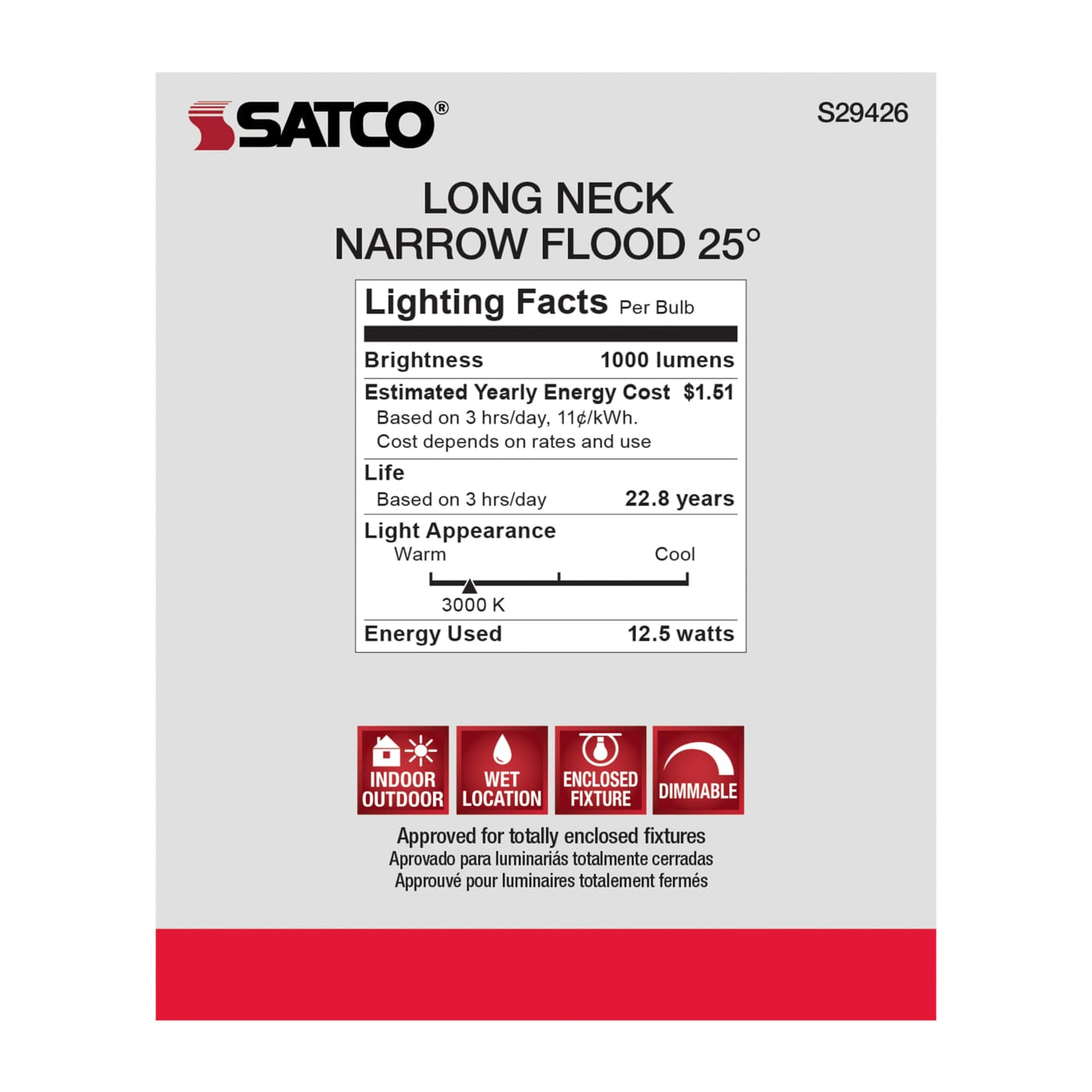 12.5PAR30/LN/LED/25'/930/120V - S29426