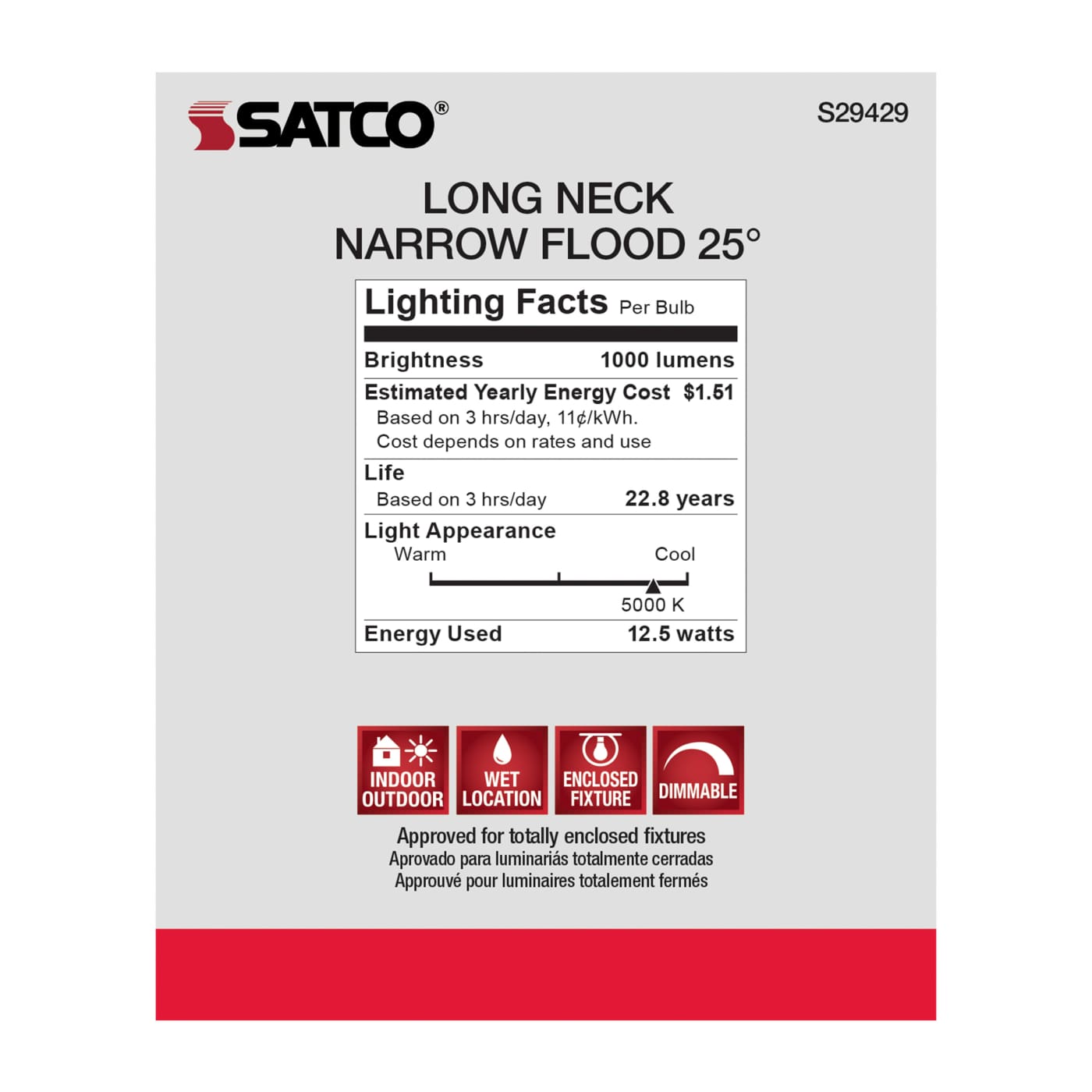 12.5PAR30/LN/LED/25'/950/120V - S29429