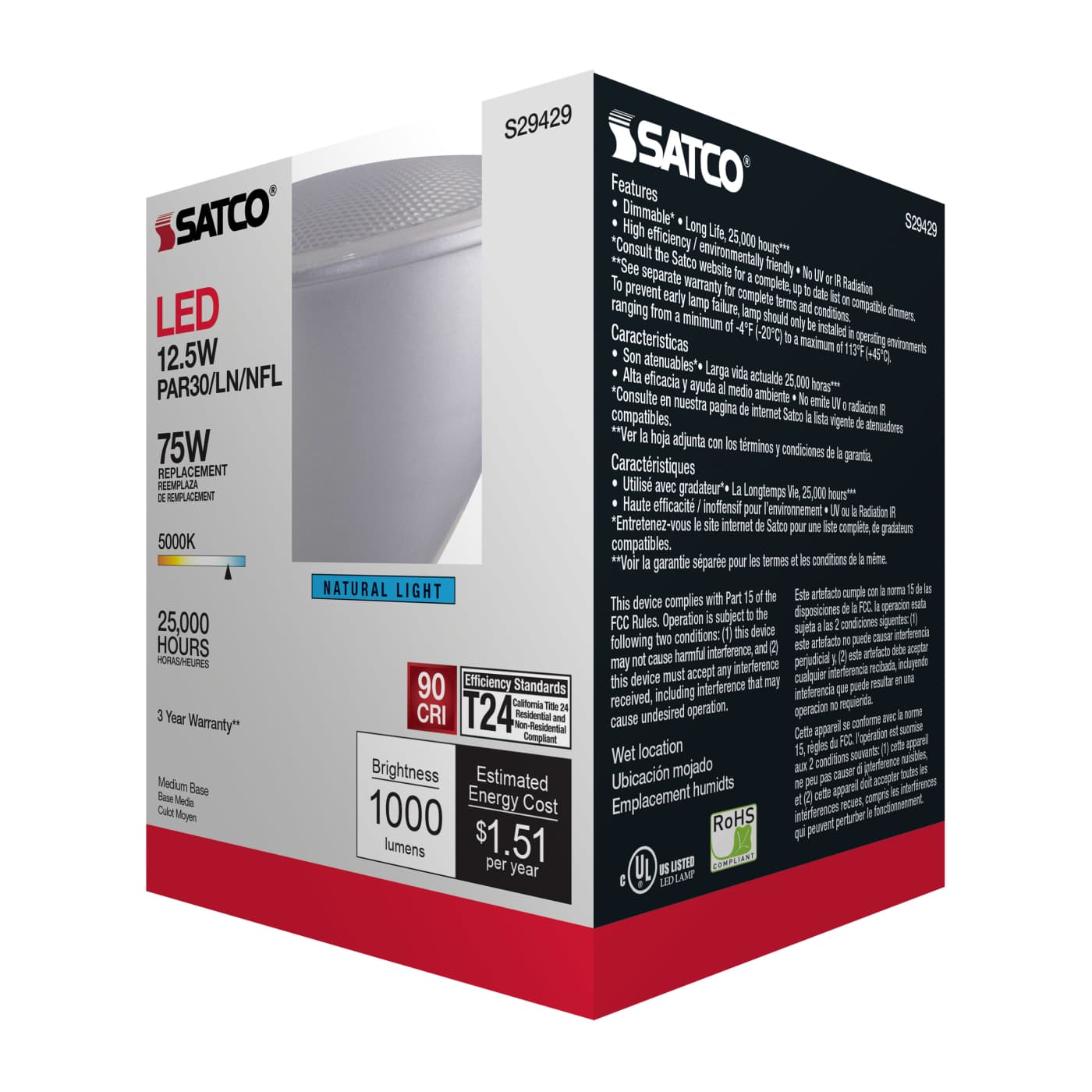 12.5PAR30/LN/LED/25'/950/120V - S29429