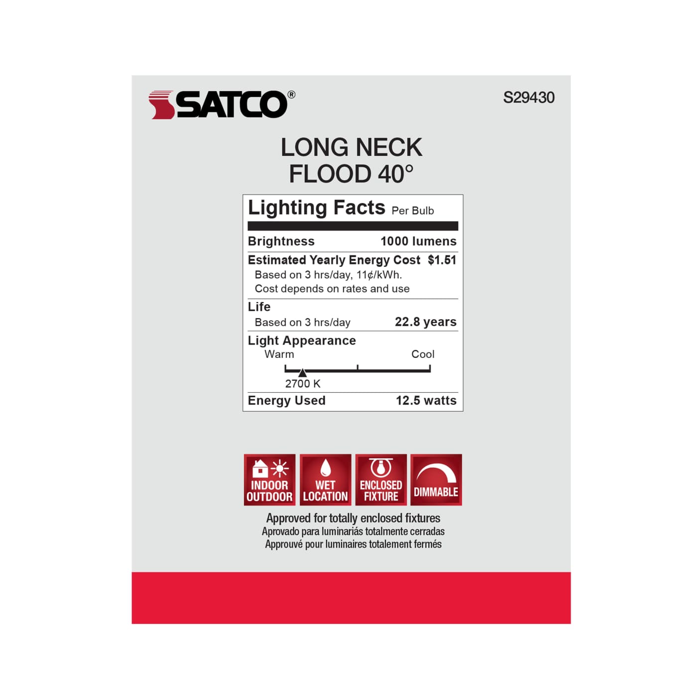 12.5PAR30/LN/LED/40'/927/120V - S29430