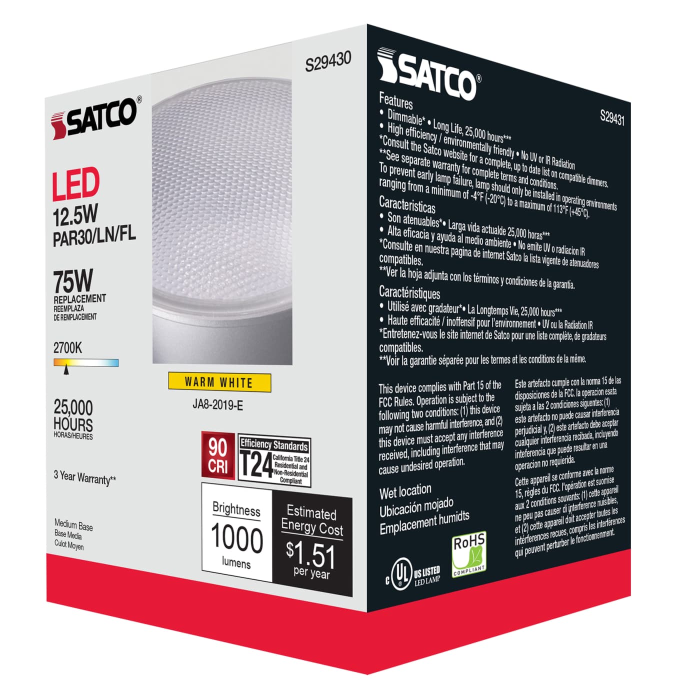 12.5PAR30/LN/LED/40'/927/120V - S29430