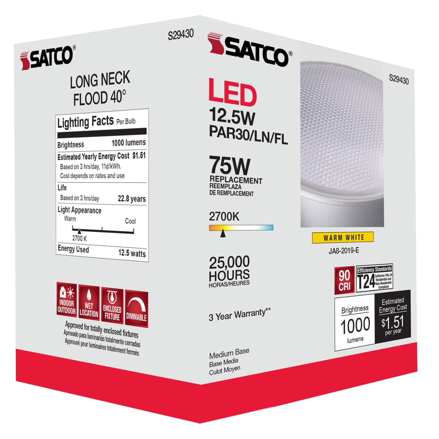 12.5PAR30/LN/LED/40'/927/120V - S29430