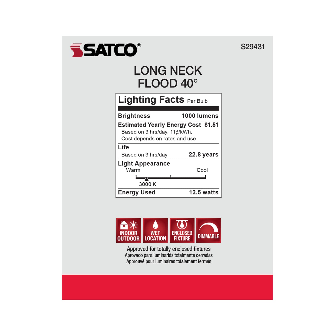 12.5PAR30/LN/LED/40'/930/120V - S29431