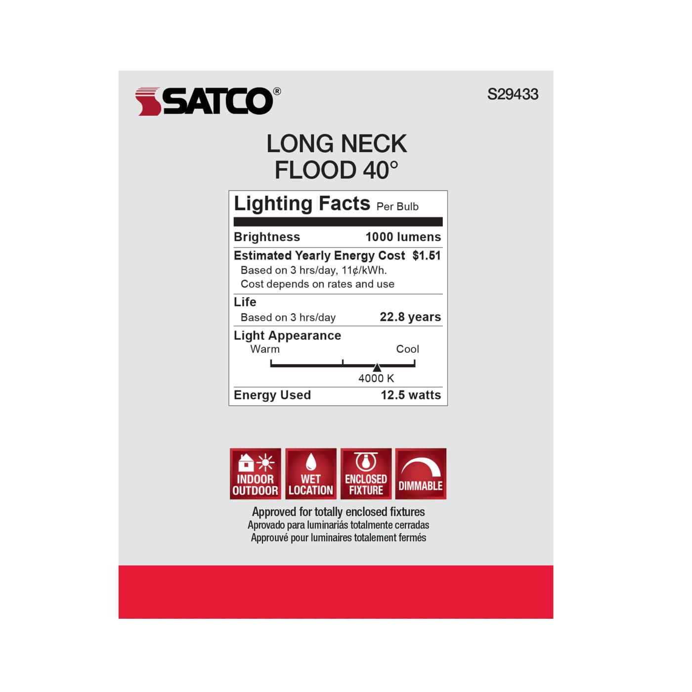 12.5PAR30/LN/LED/40'/940/120V - S29433