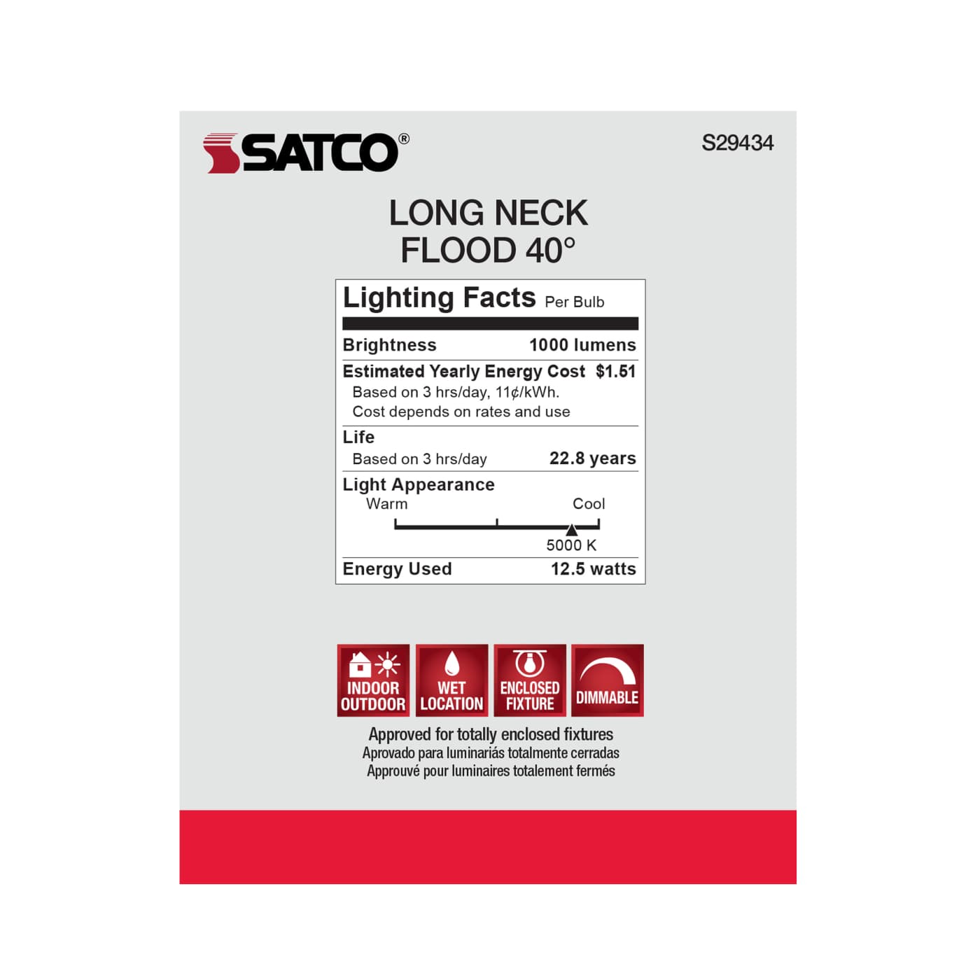 12.5PAR30/LN/LED/40'/950/120V - S29434