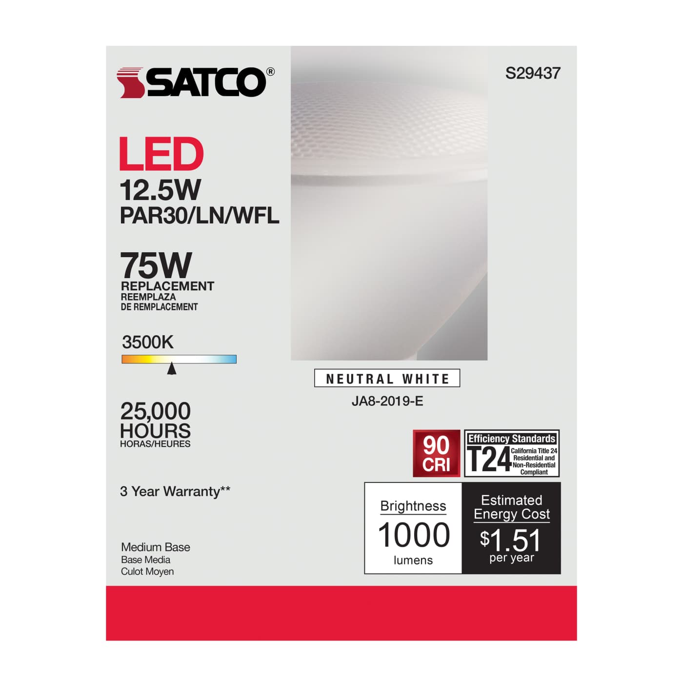 12.5PAR30/LN/LED/60'/935/120V - S29437