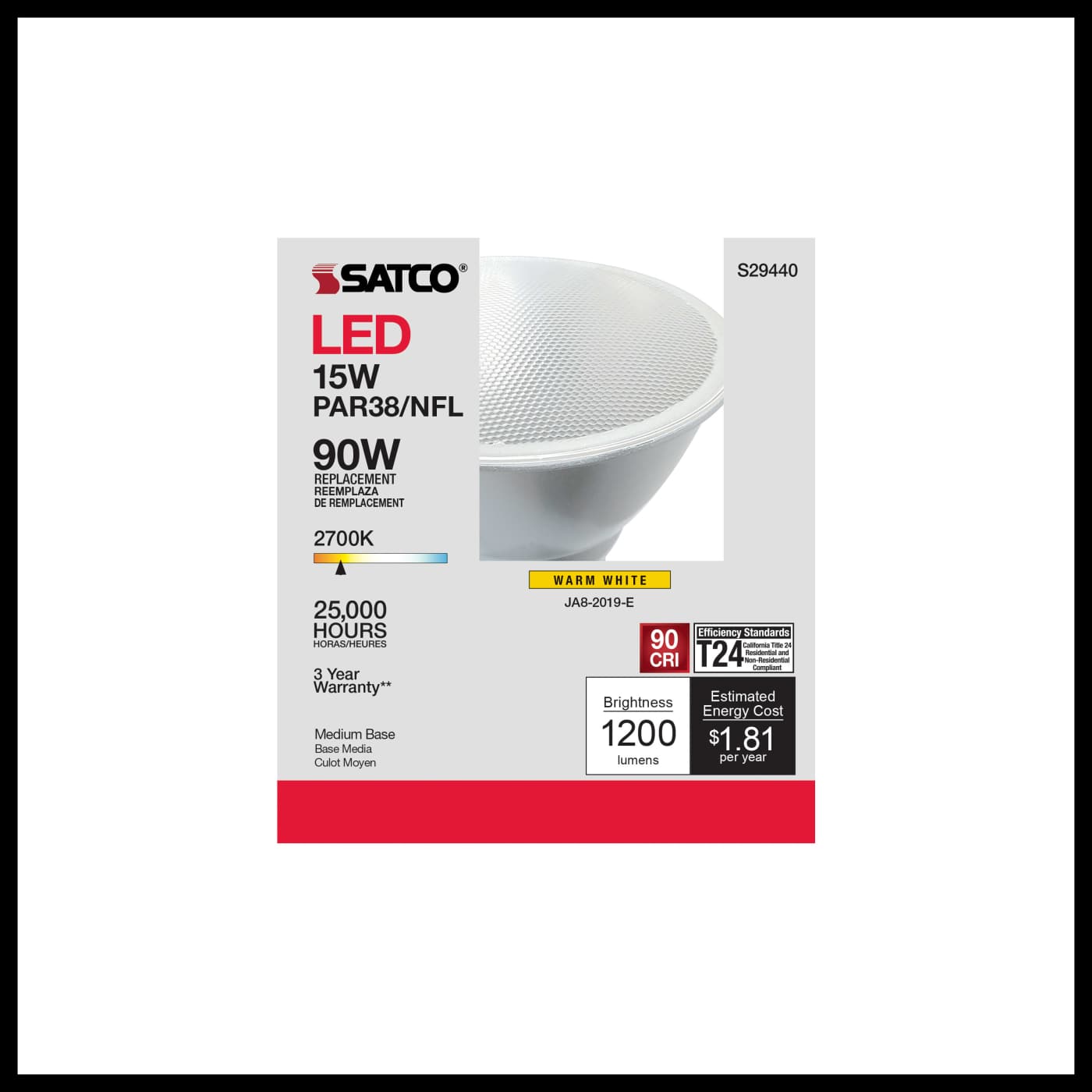 15PAR38/LED/25'/927/120V - S29440