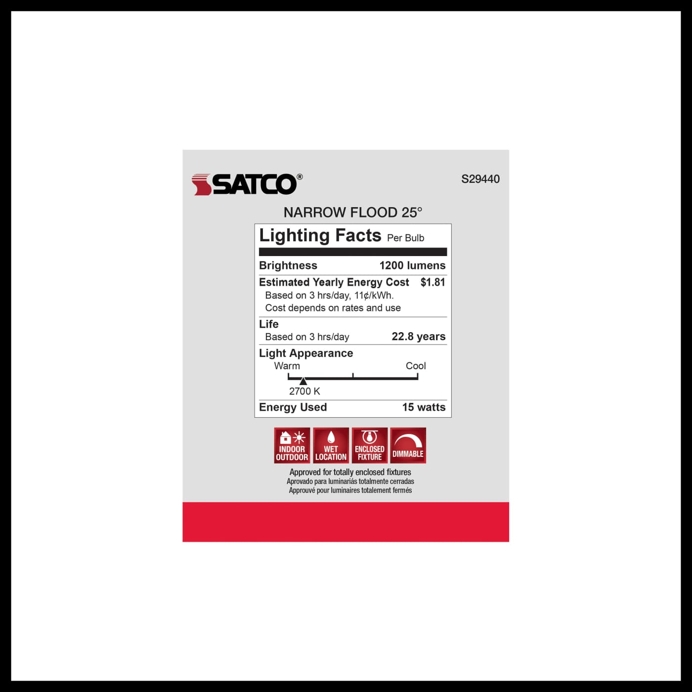 15PAR38/LED/25'/927/120V - S29440