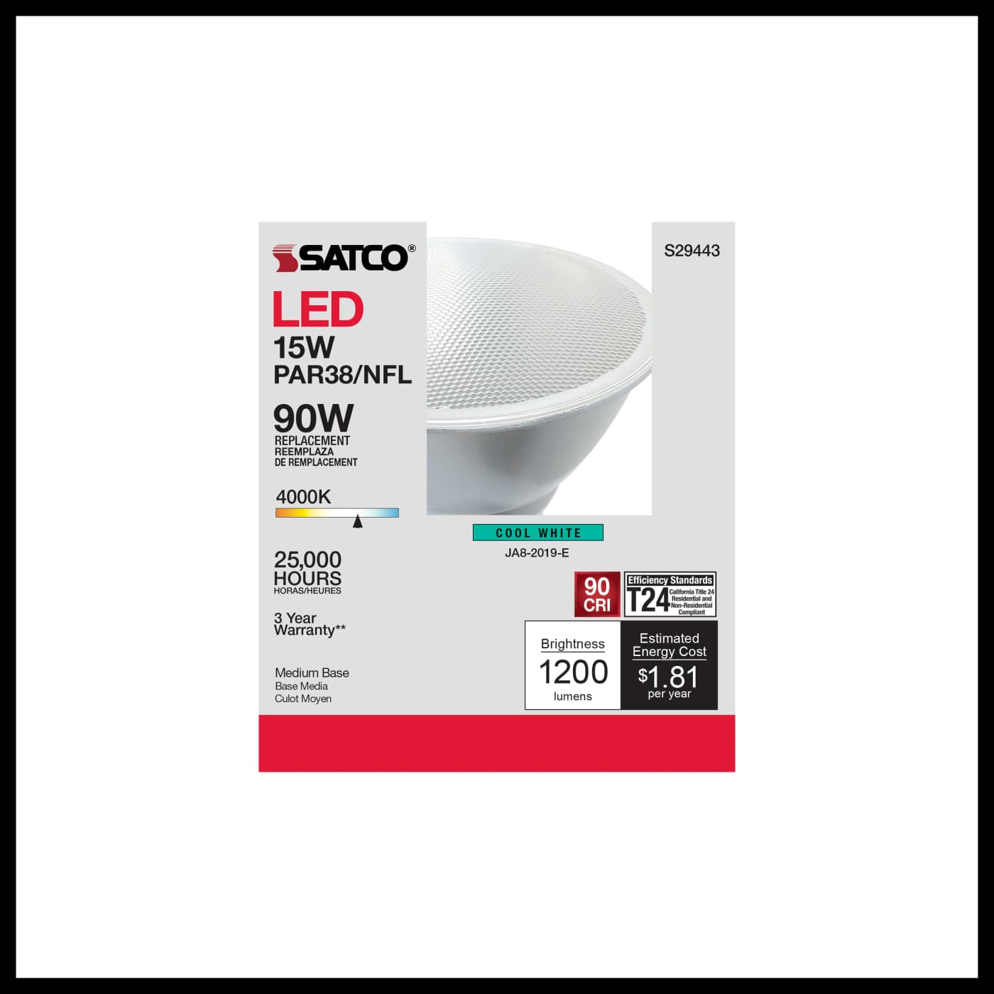 15PAR38/LED/25'/940/120V - S29443