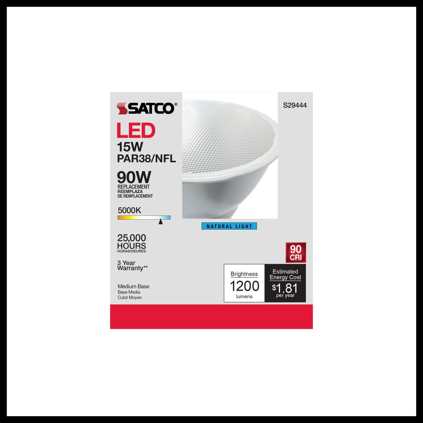 15PAR38/LED/25'/950/120V - S29444