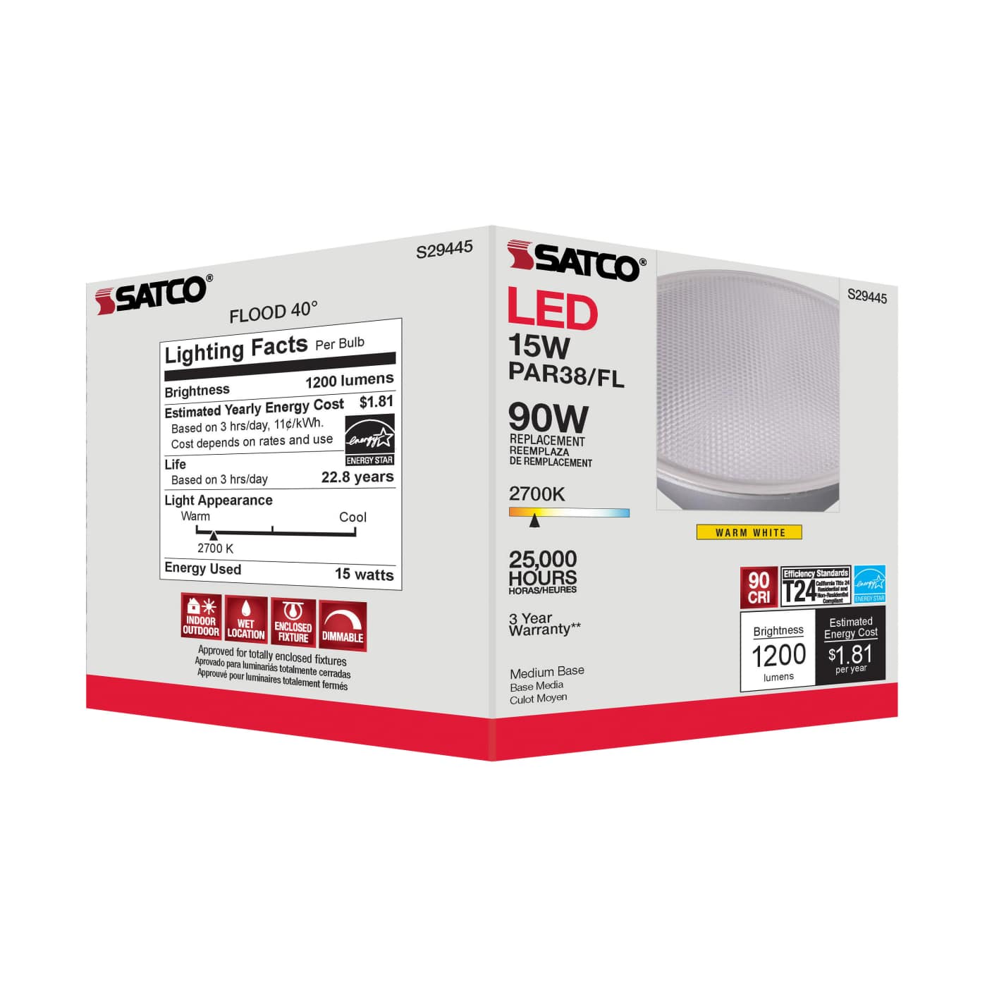 15PAR38/LED/40'/927/120V - S29445