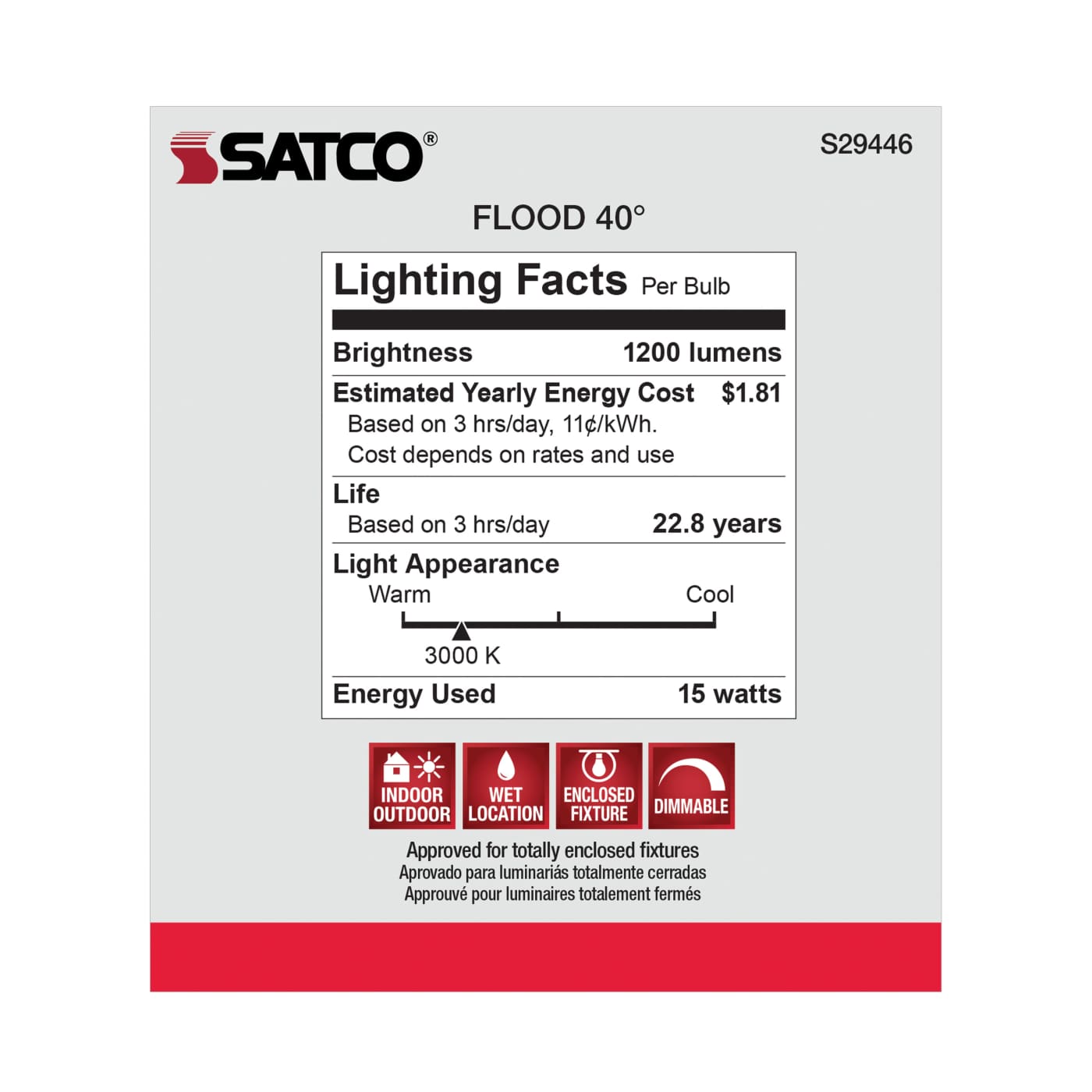 15PAR38/LED/40'/930/120V - S29446