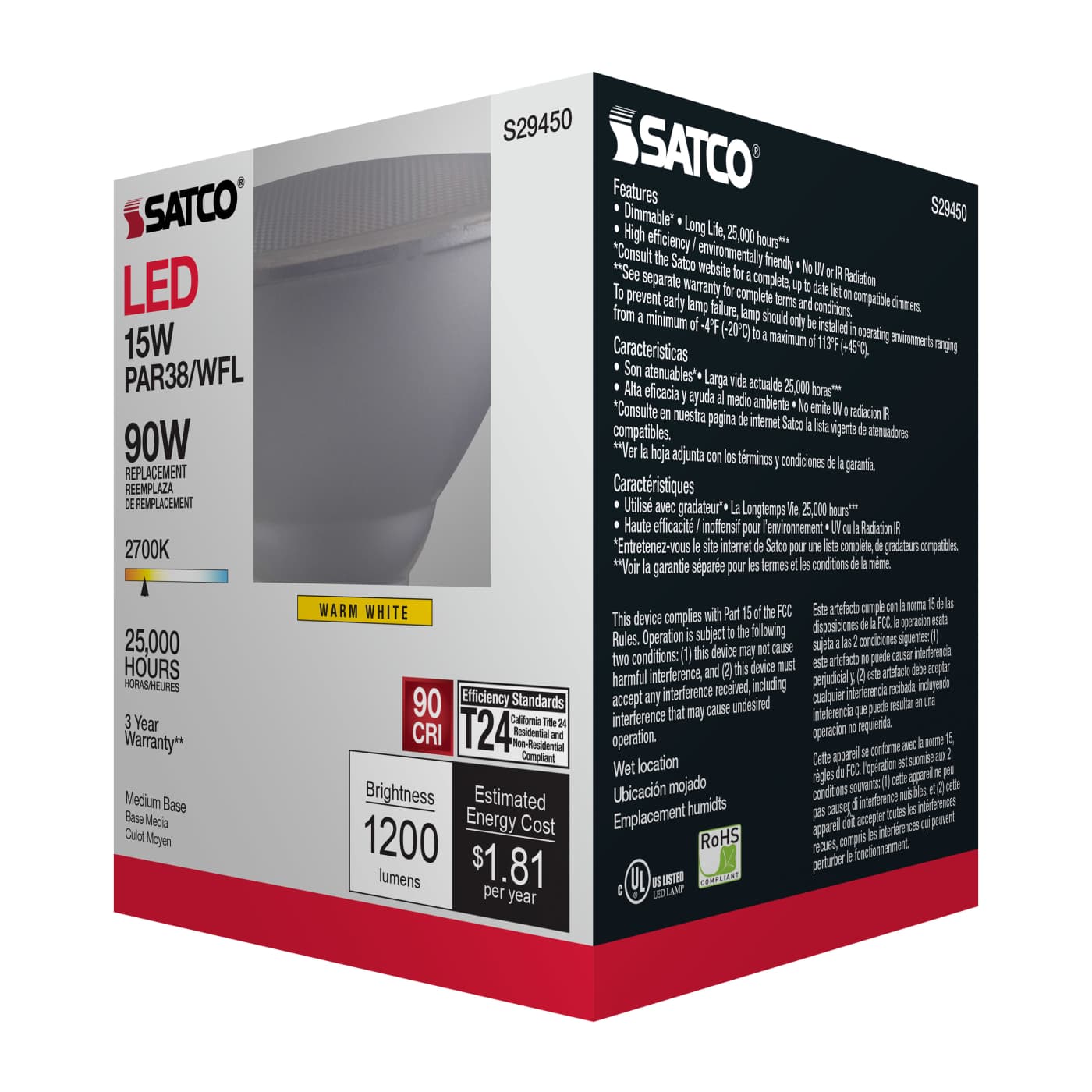 15PAR38/LED/60'/927/120V - S29450