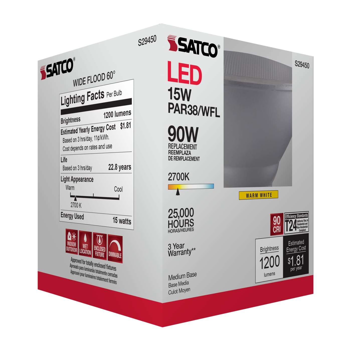 15PAR38/LED/60'/927/120V - S29450