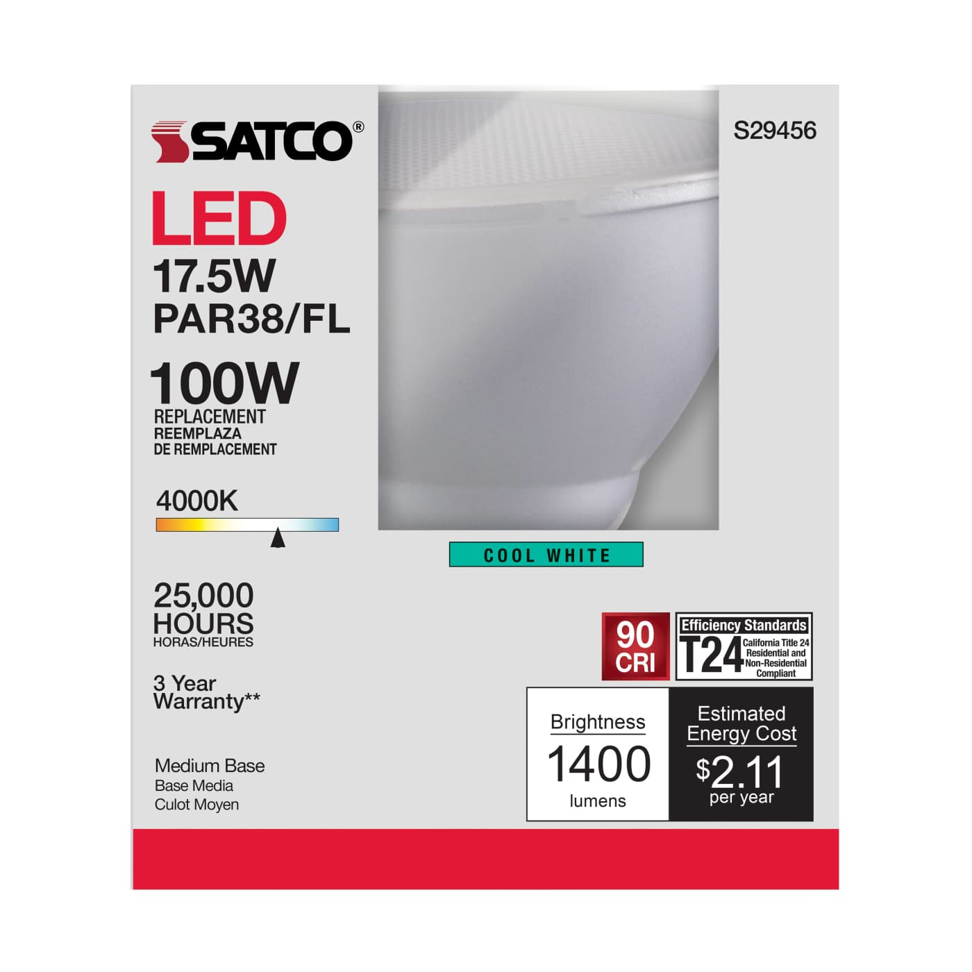 17.5PAR38/LED/40'/940/120V - S29456