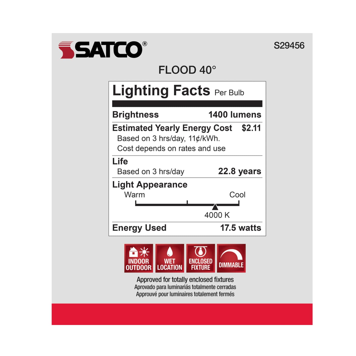 17.5PAR38/LED/40'/940/120V - S29456