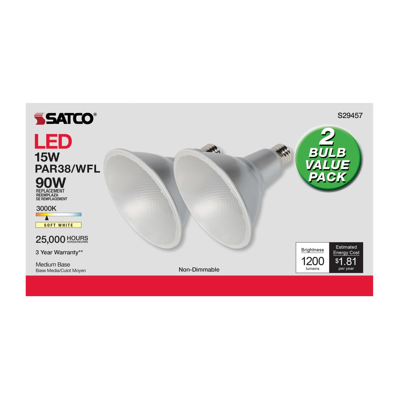 15PAR38/LED/60'/930/120V/ND/2P - S29457