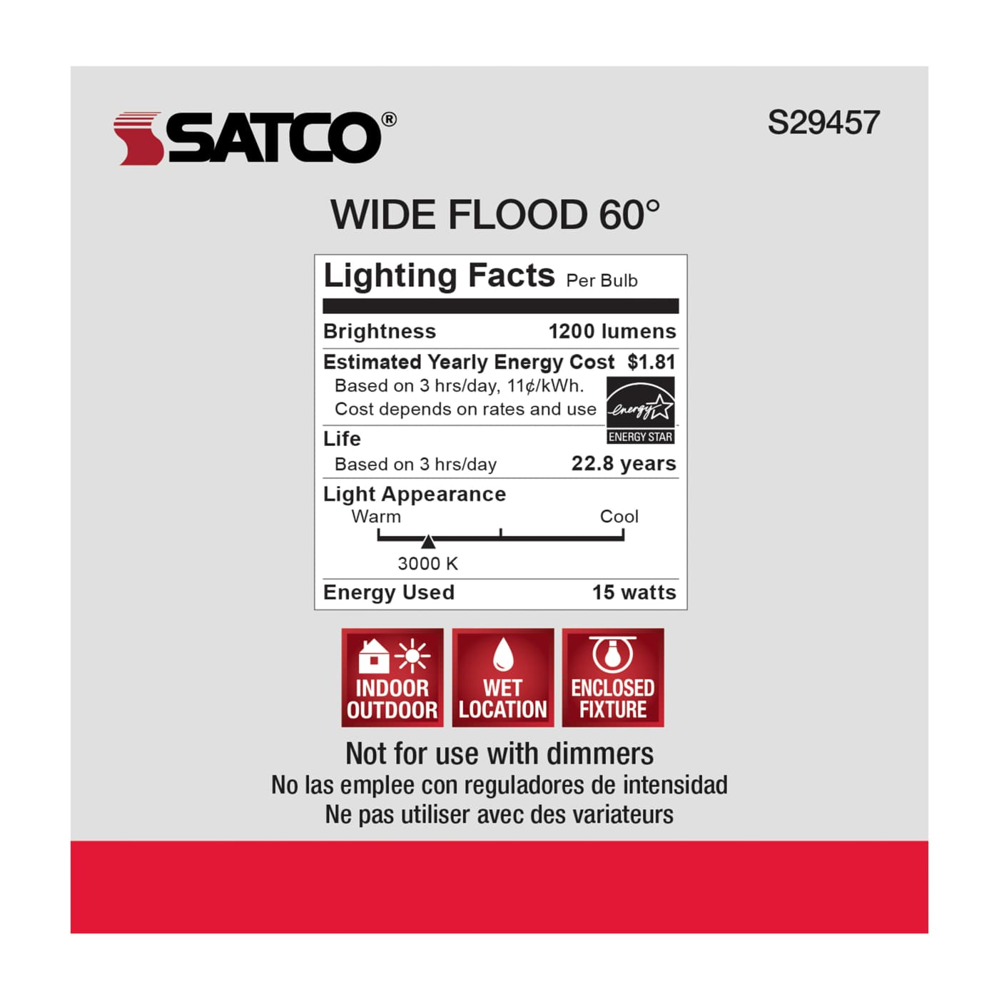 15PAR38/LED/60'/930/120V/ND/2P - S29457