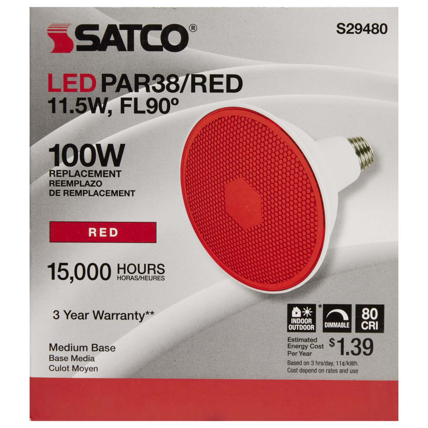 11.5PAR38/LED/90'/RED - S29480